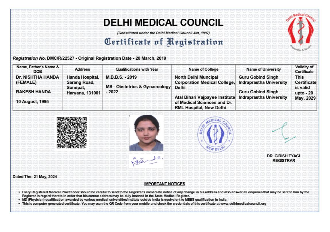 Doctor's certificate