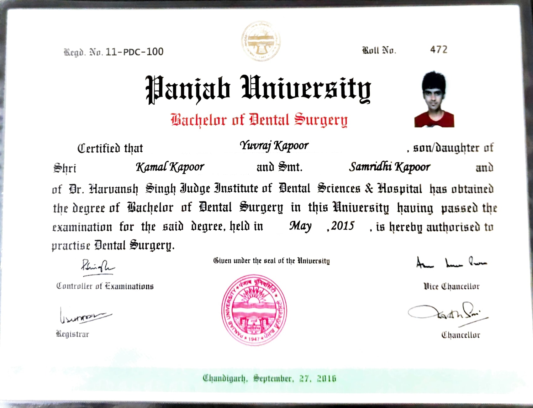 Doctor's certificate