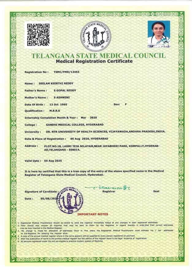 Doctor's certificate
