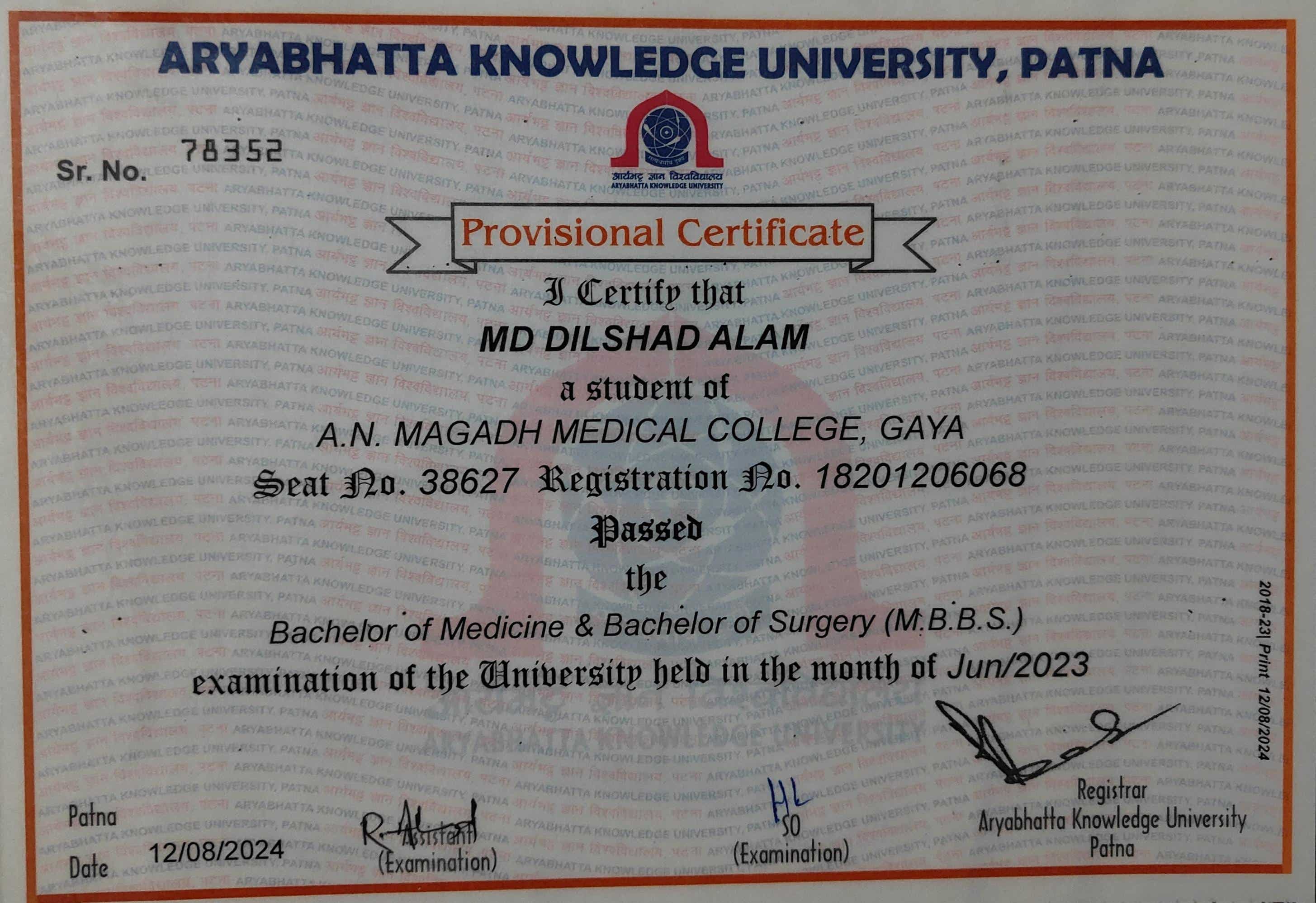 Doctor's certificate