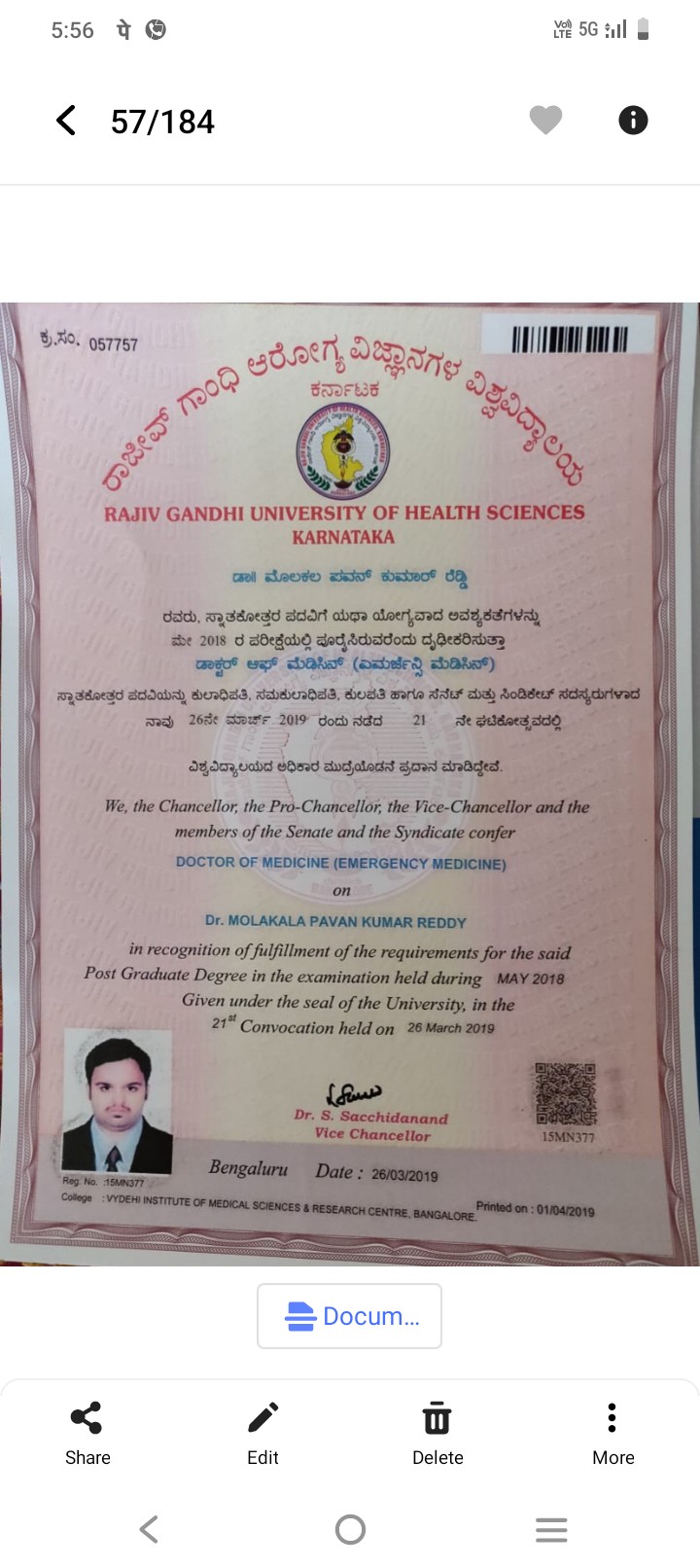 Doctor's certificate
