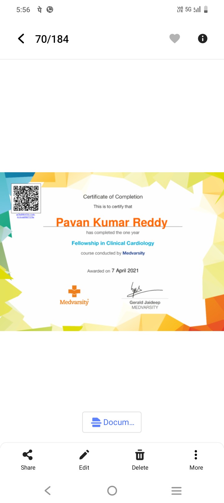 Doctor's certificate