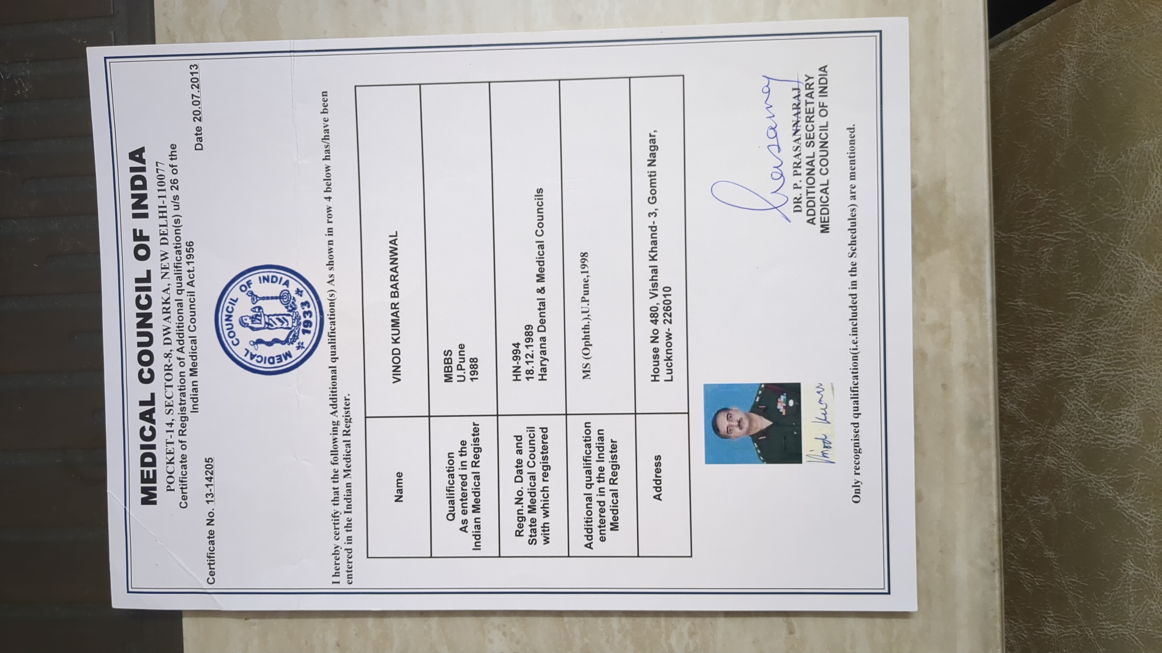 Doctor's certificate