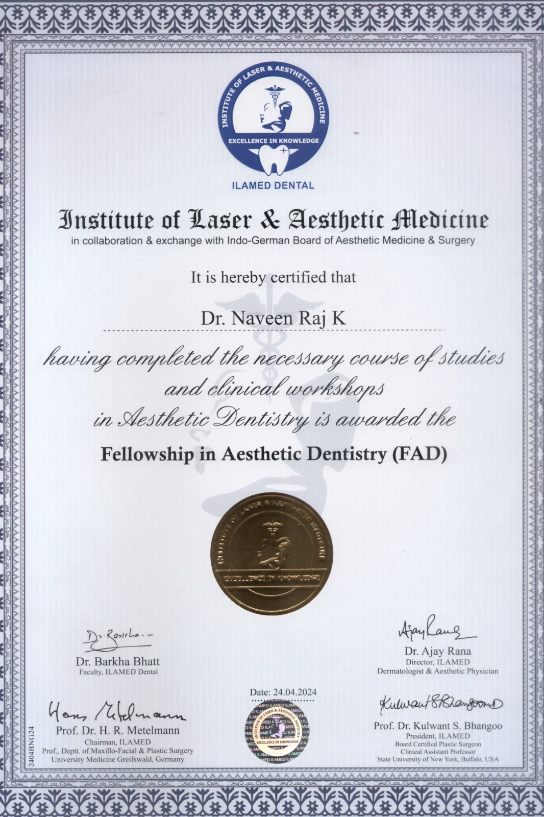 Doctor's certificate