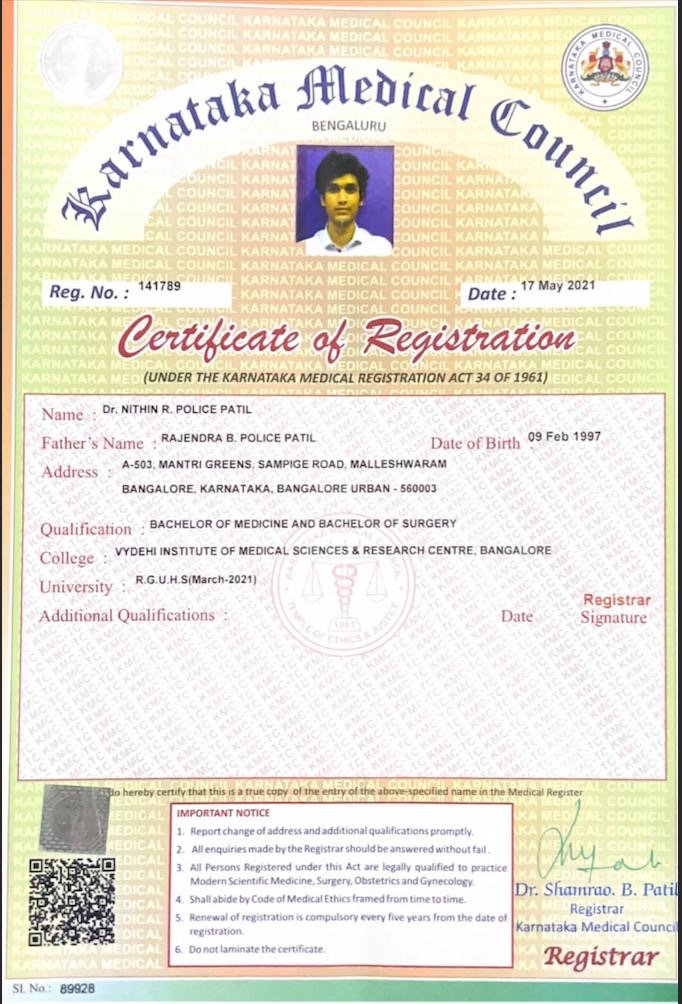 Doctor's certificate