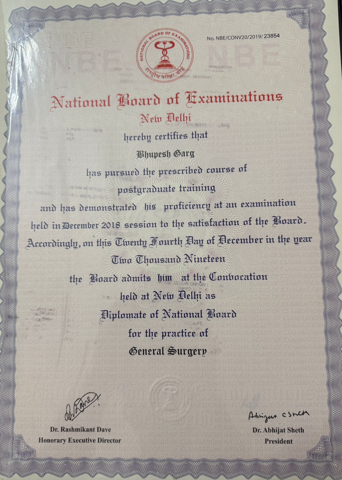 Doctor's certificate