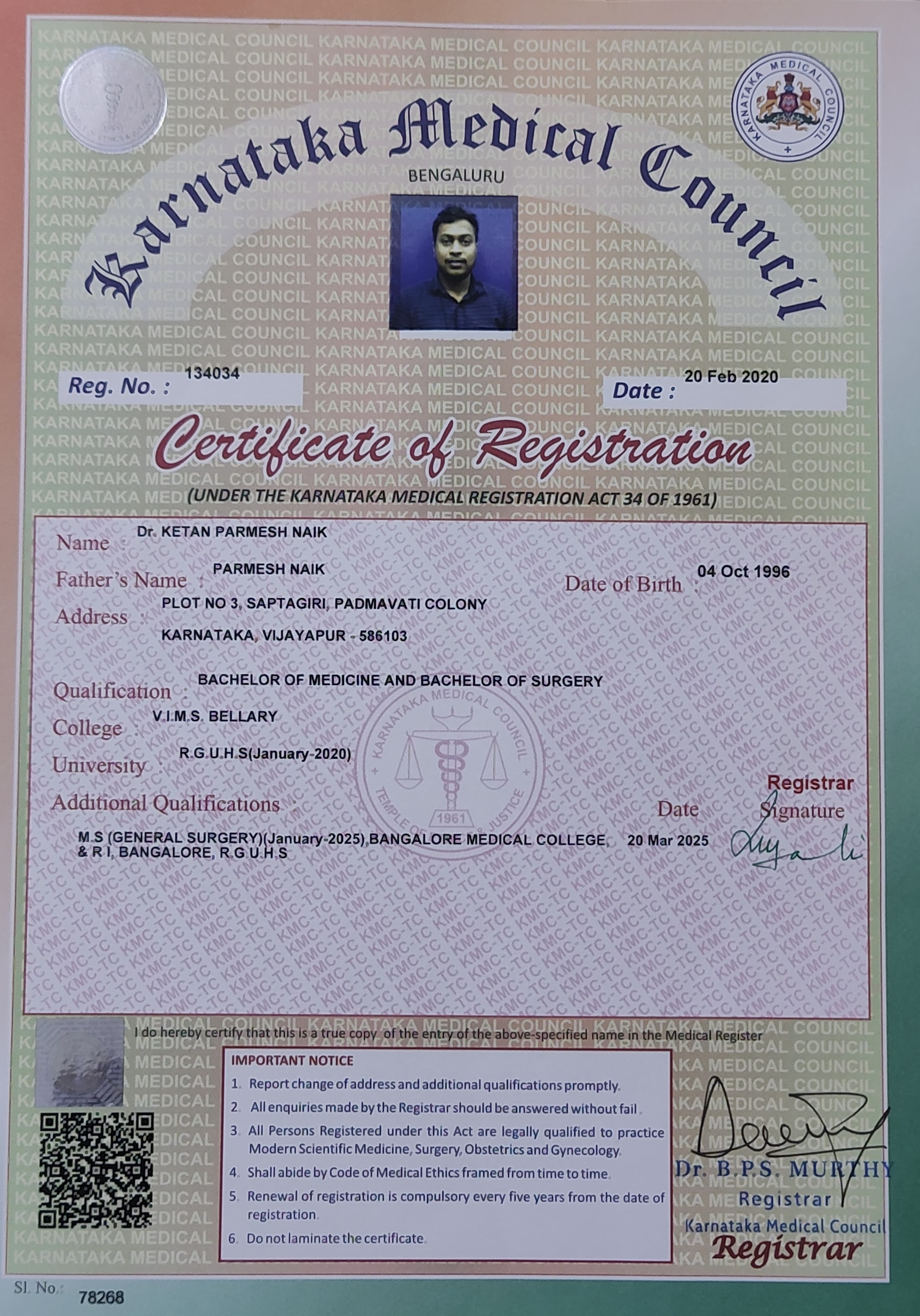 Doctor's certificate