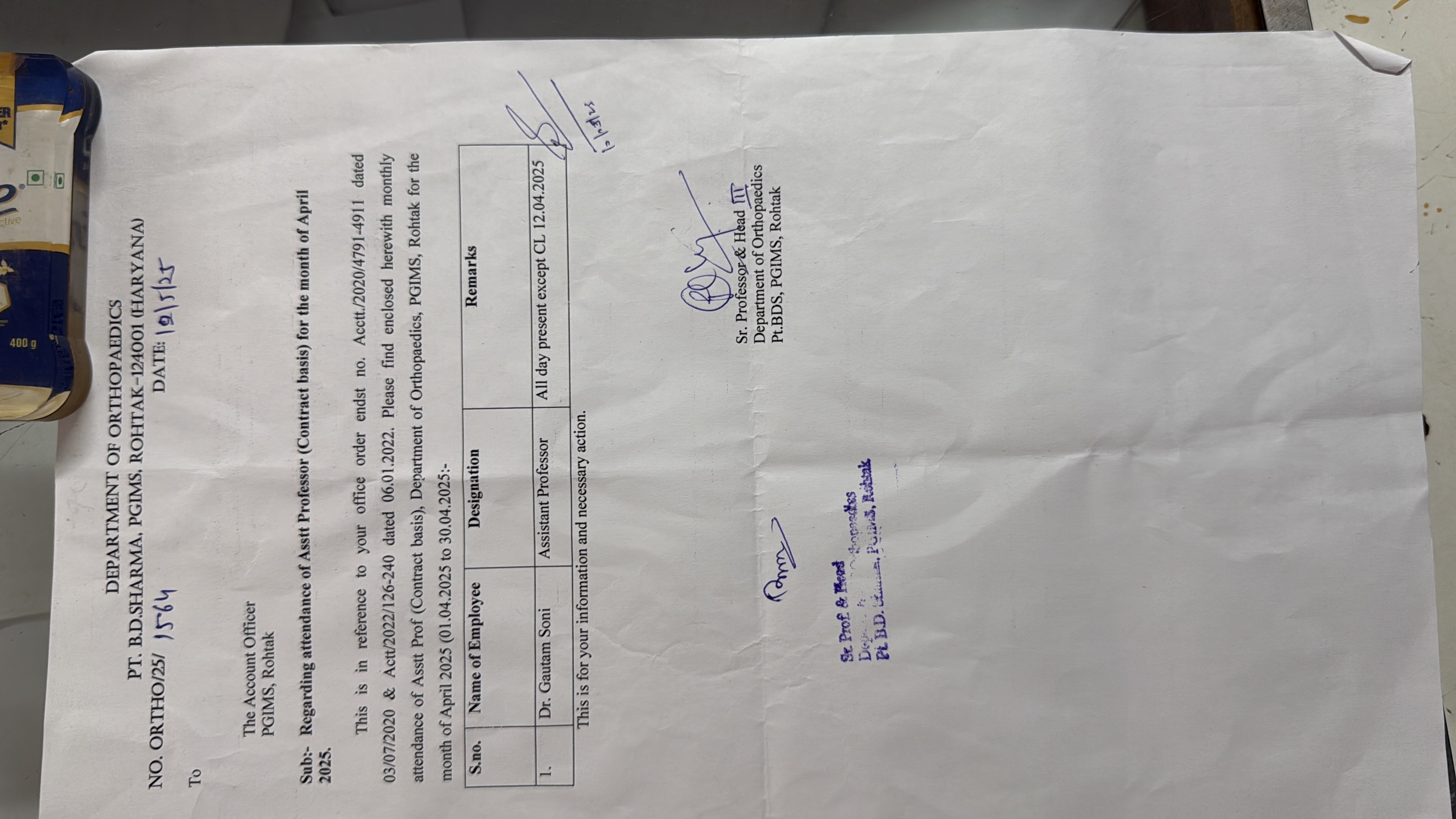 Doctor's certificate