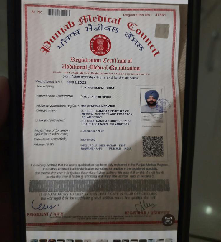 Doctor's certificate