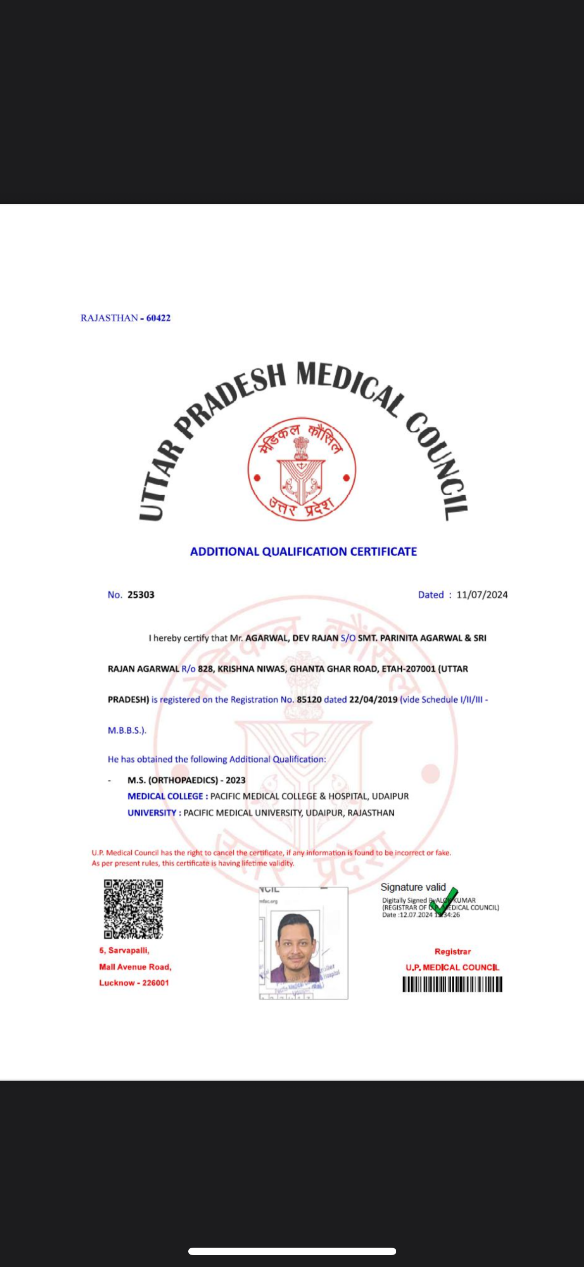 Doctor's certificate