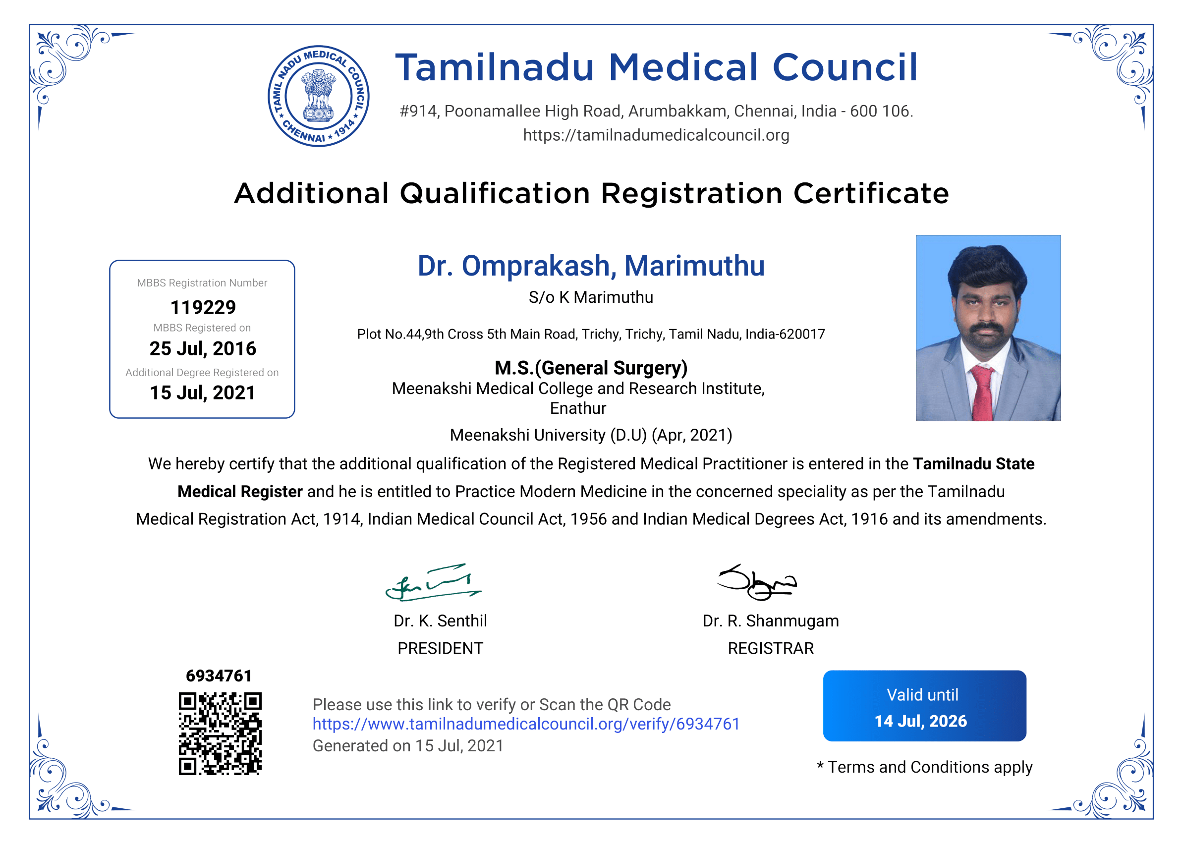 Doctor's certificate