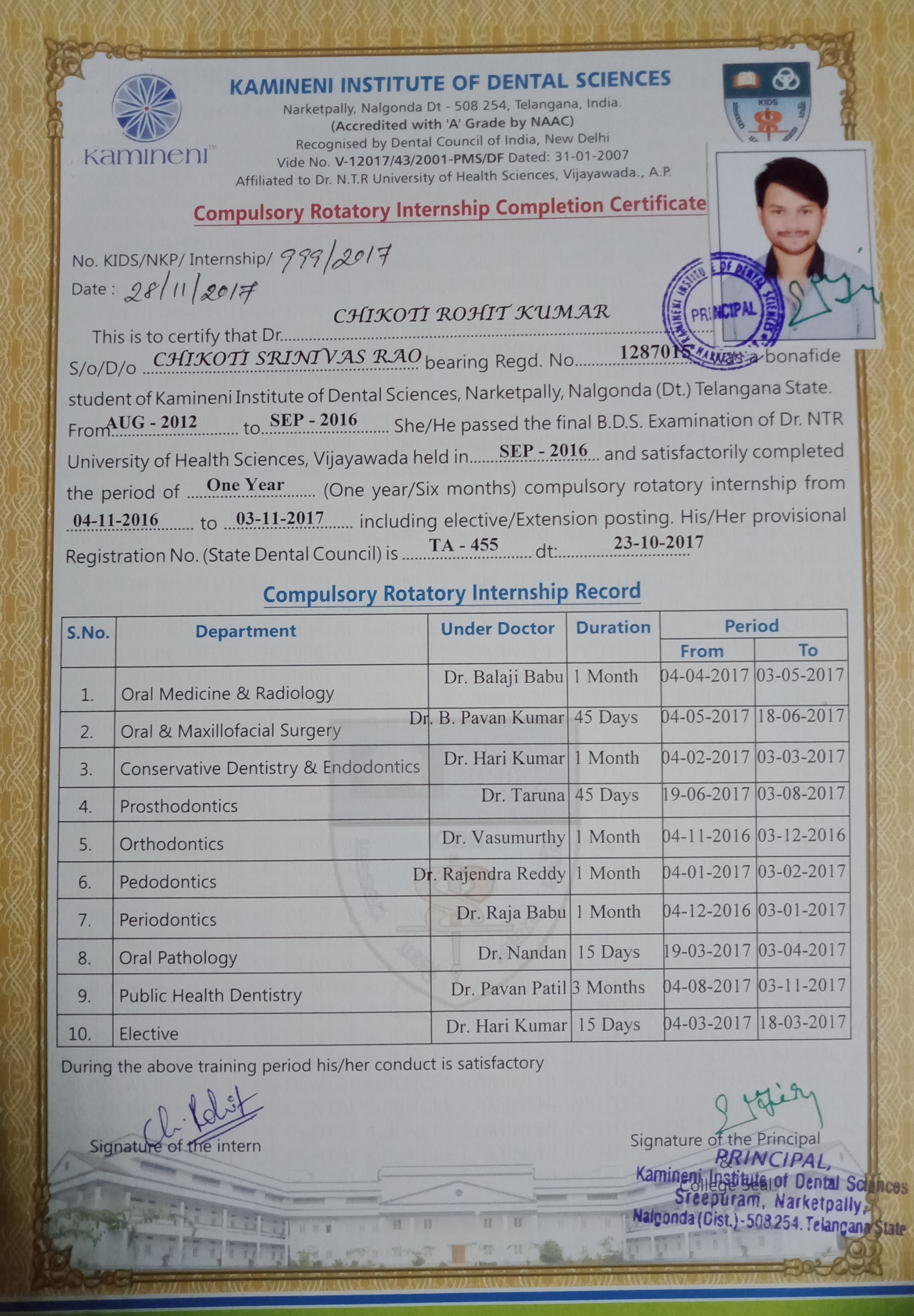 Doctor's certificate
