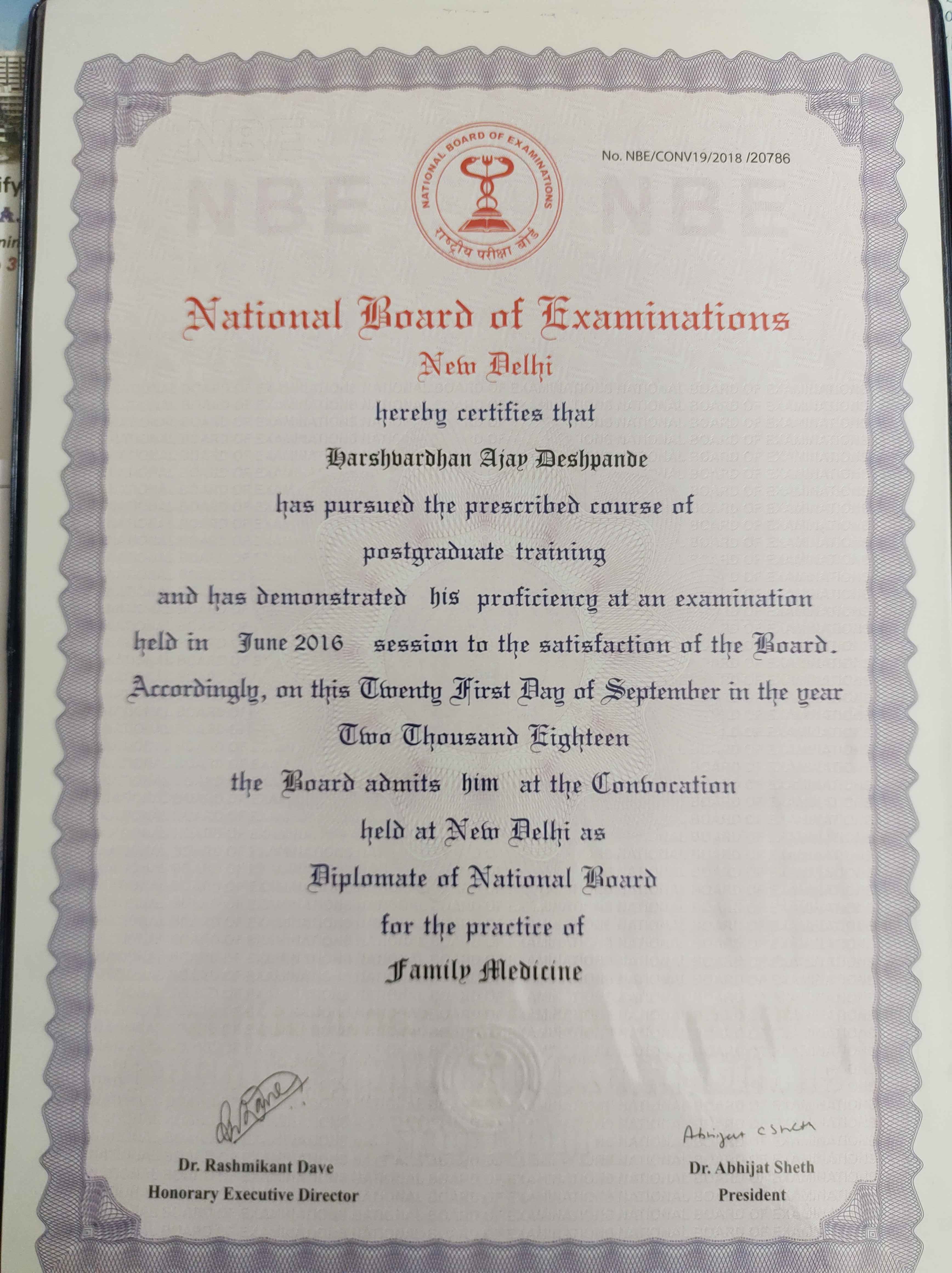Doctor's certificate