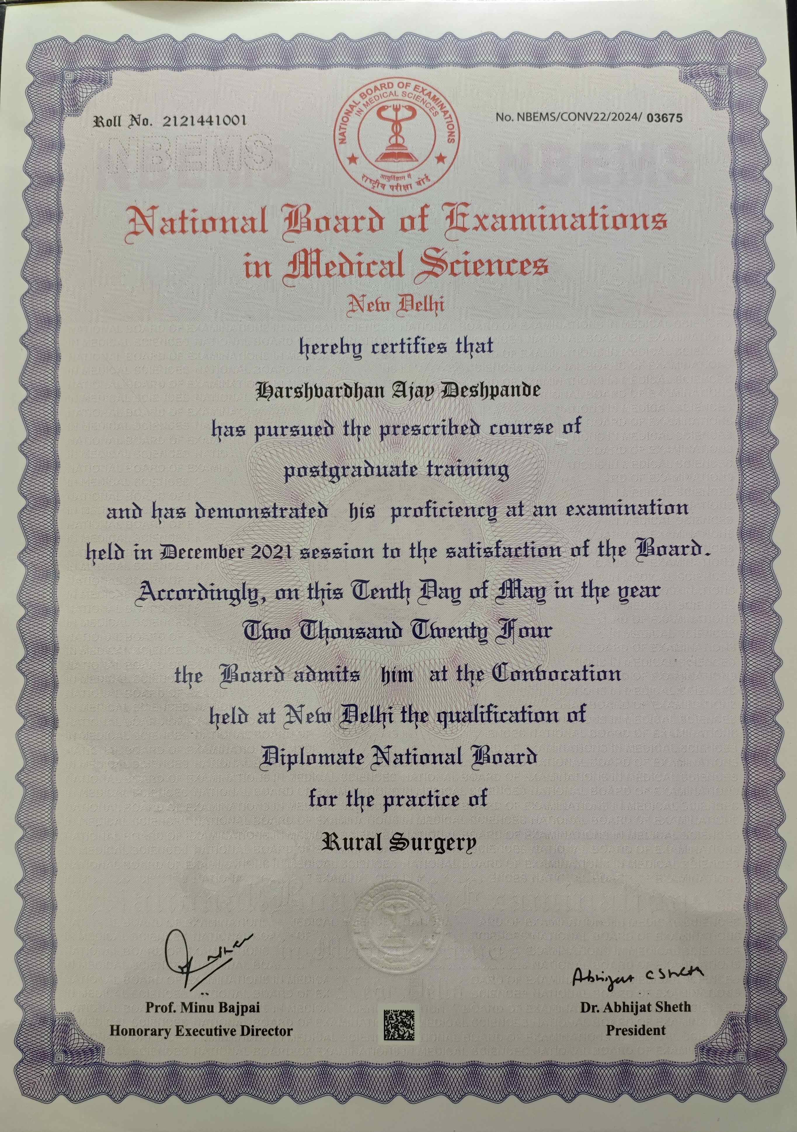 Doctor's certificate