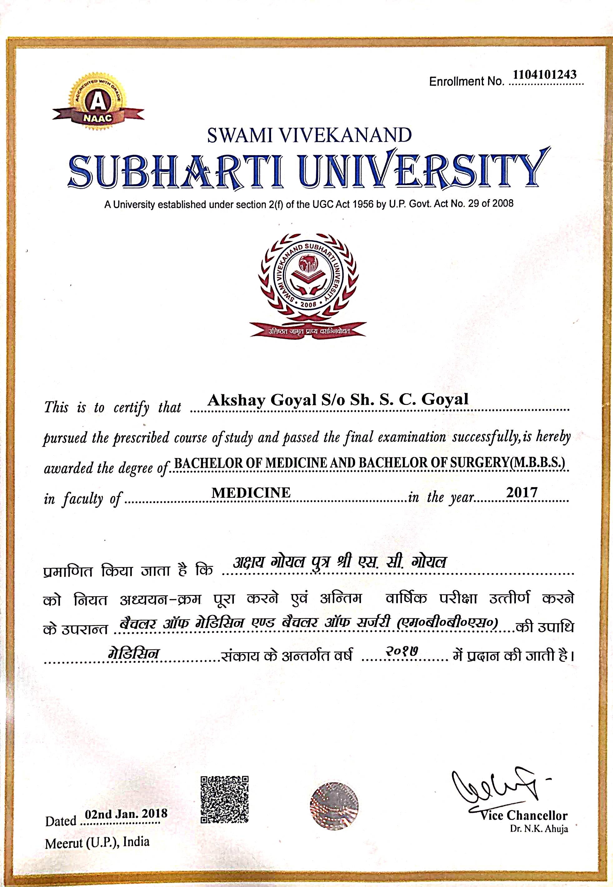 Doctor's certificate