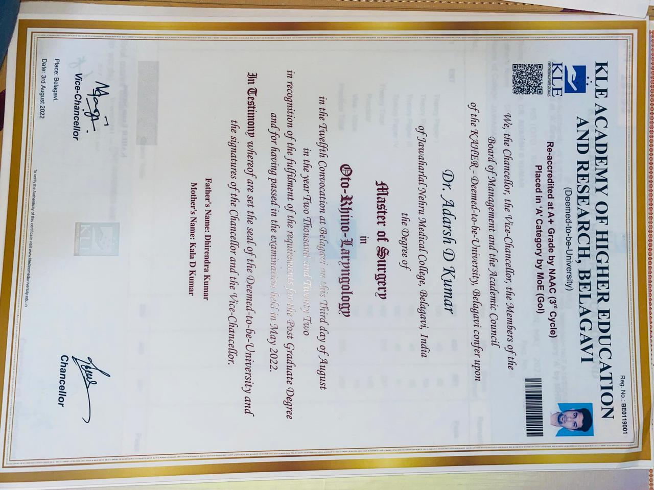Doctor's certificate