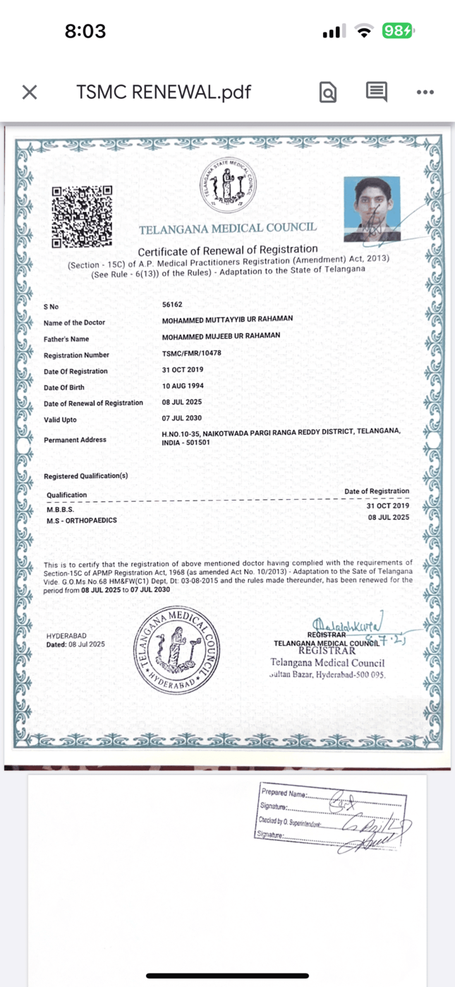 Doctor's certificate