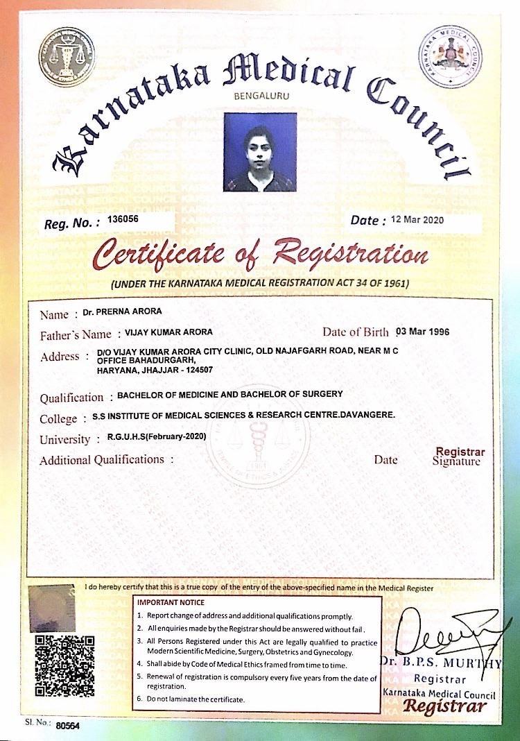 Doctor's certificate