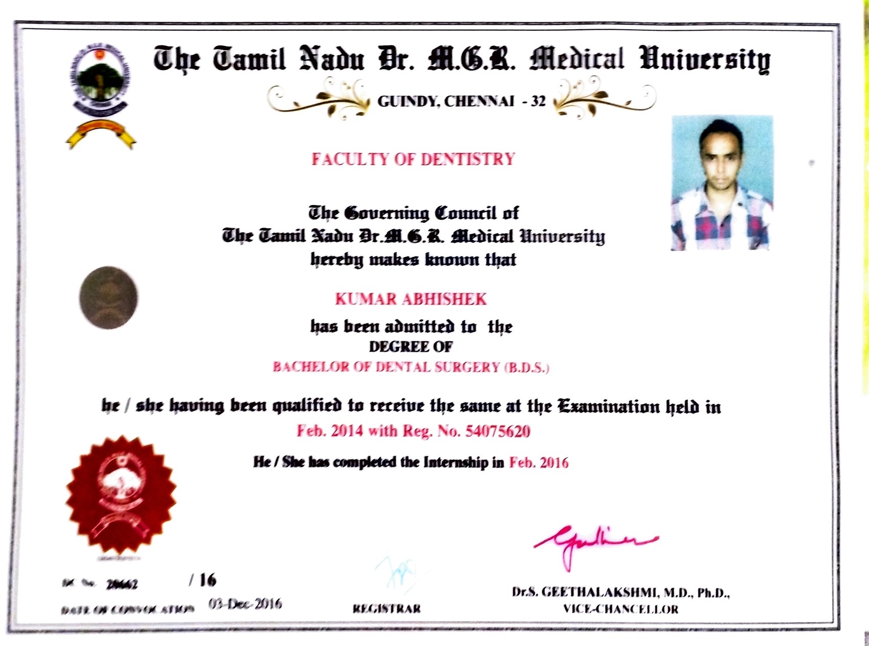 Doctor's certificate