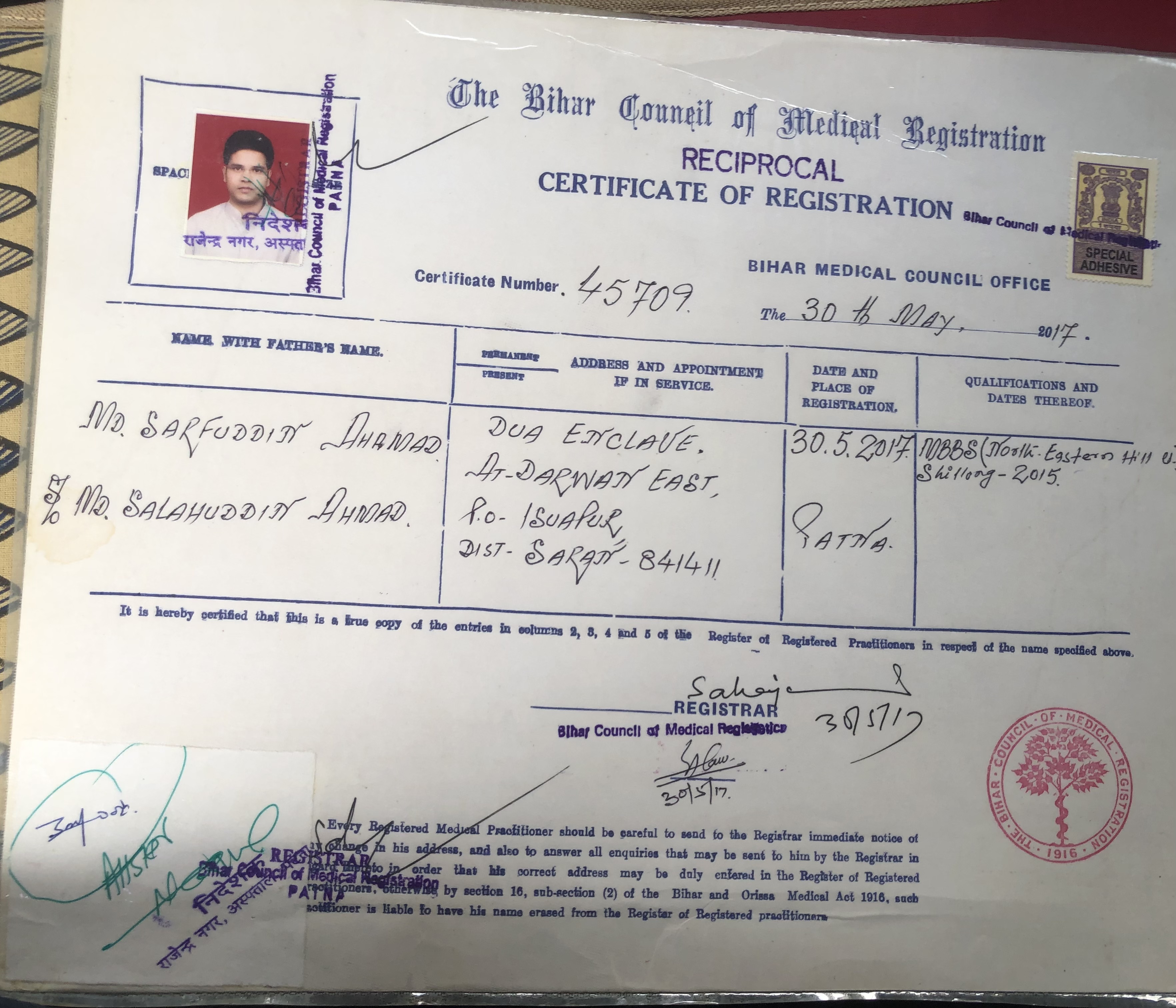 Doctor's certificate
