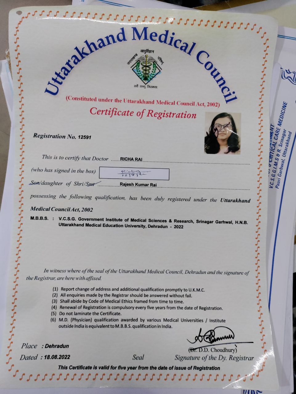 Doctor's certificate
