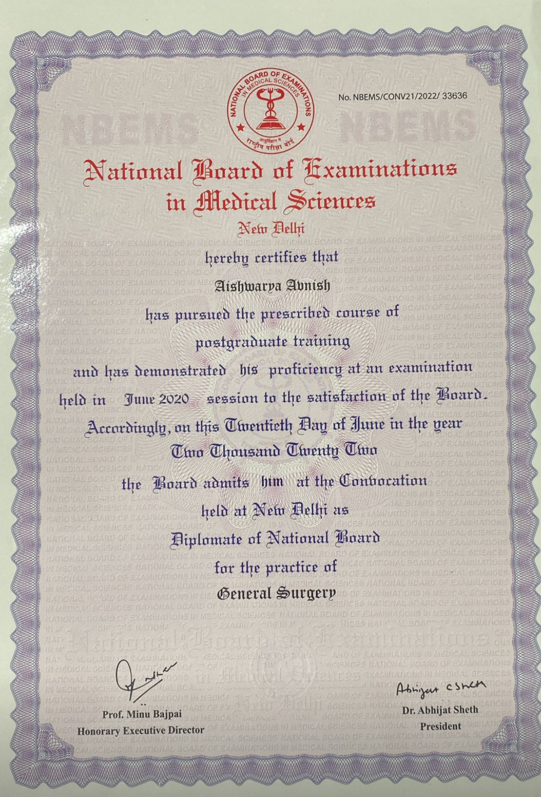 Doctor's certificate