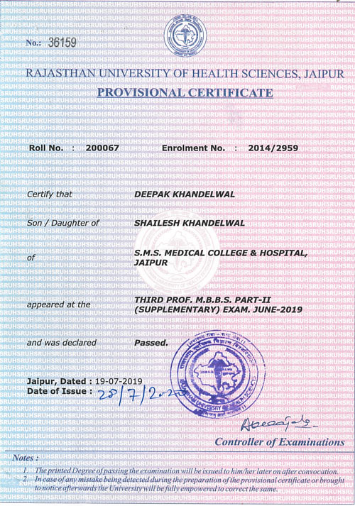 Doctor's certificate