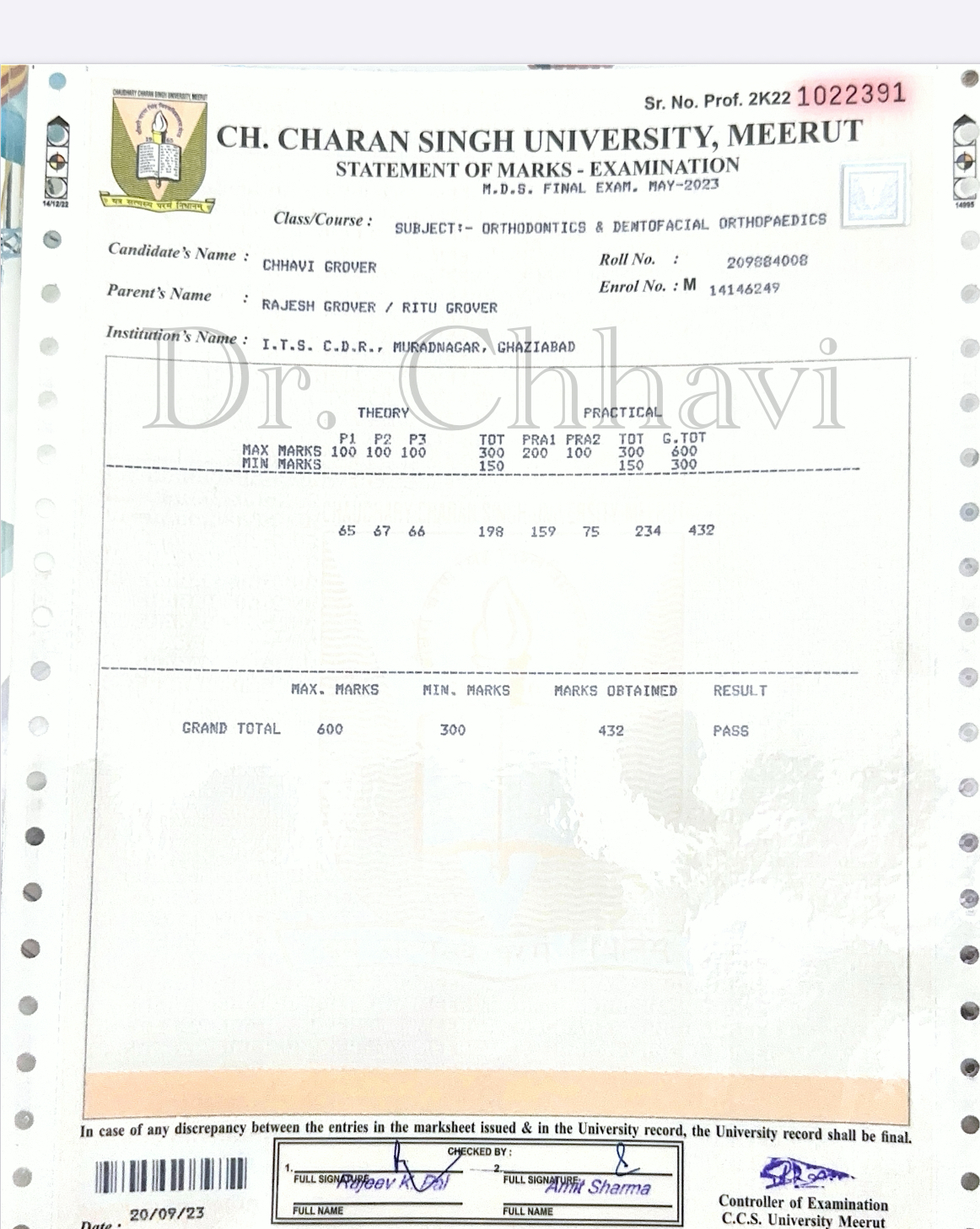 Doctor's certificate