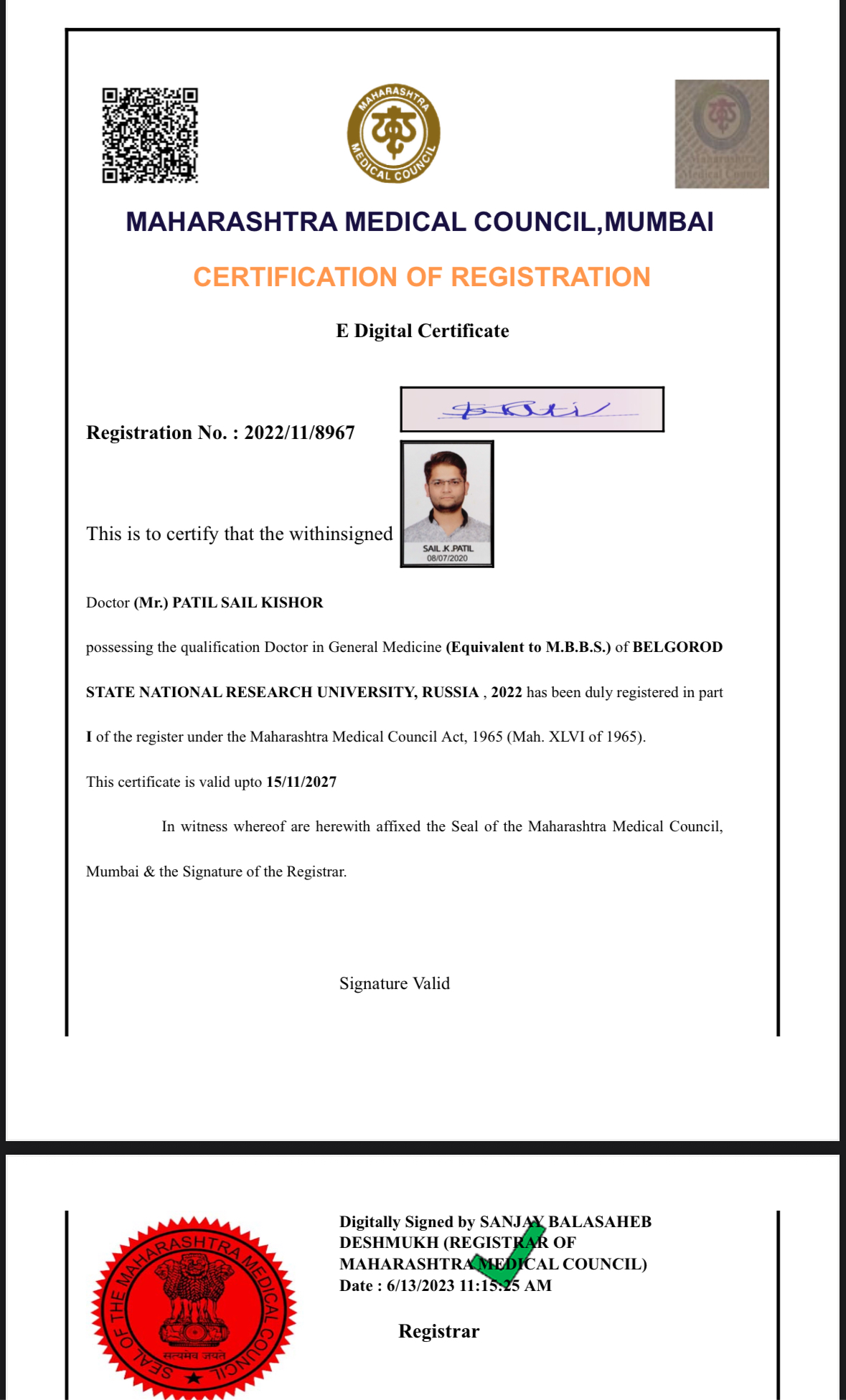 Doctor's certificate