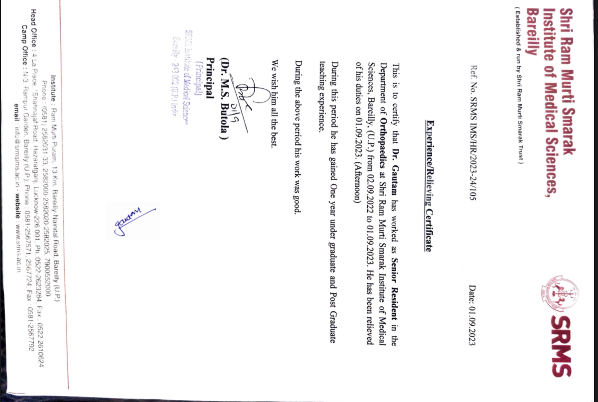 Doctor's certificate