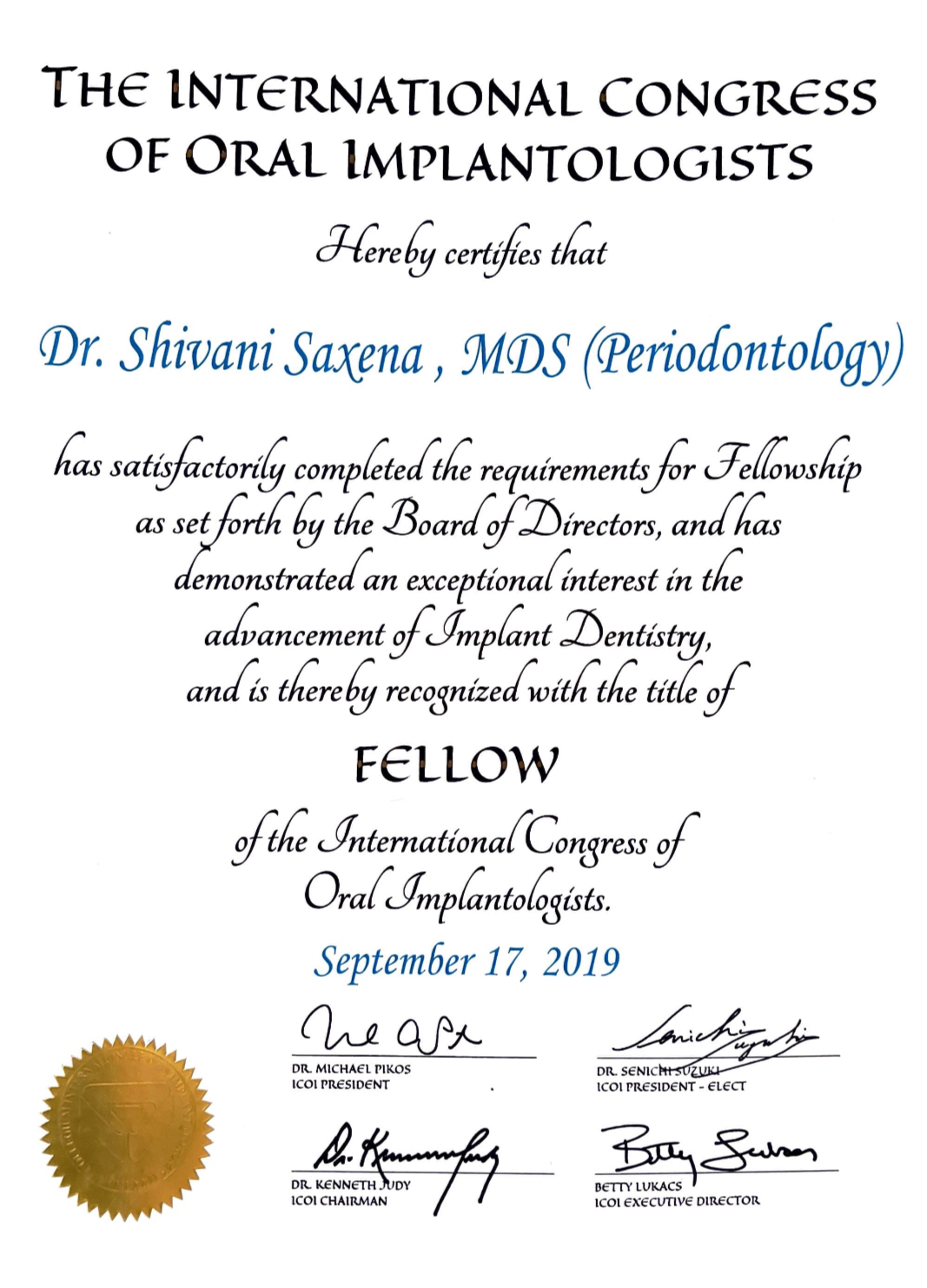 Doctor's certificate
