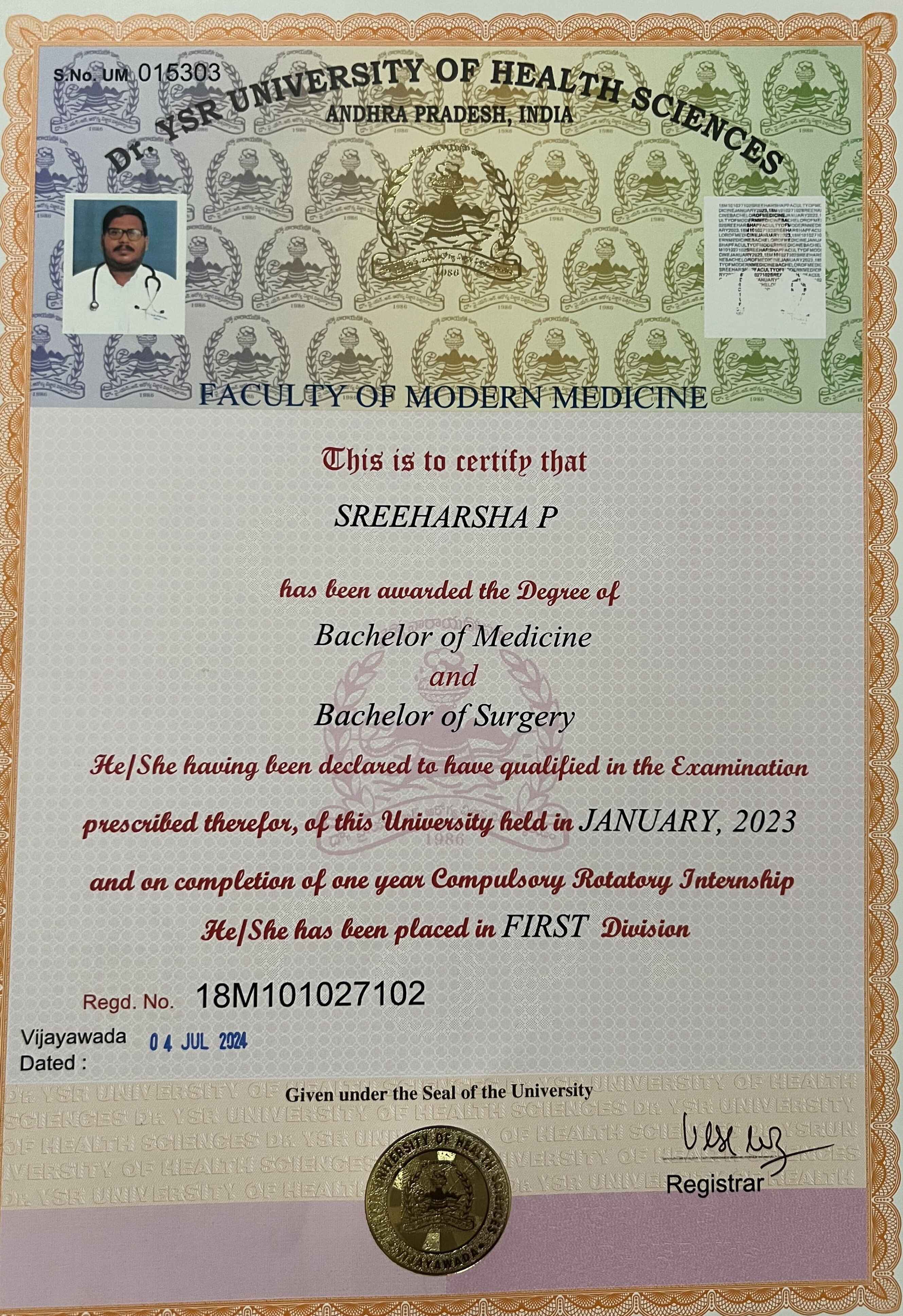 Doctor's certificate