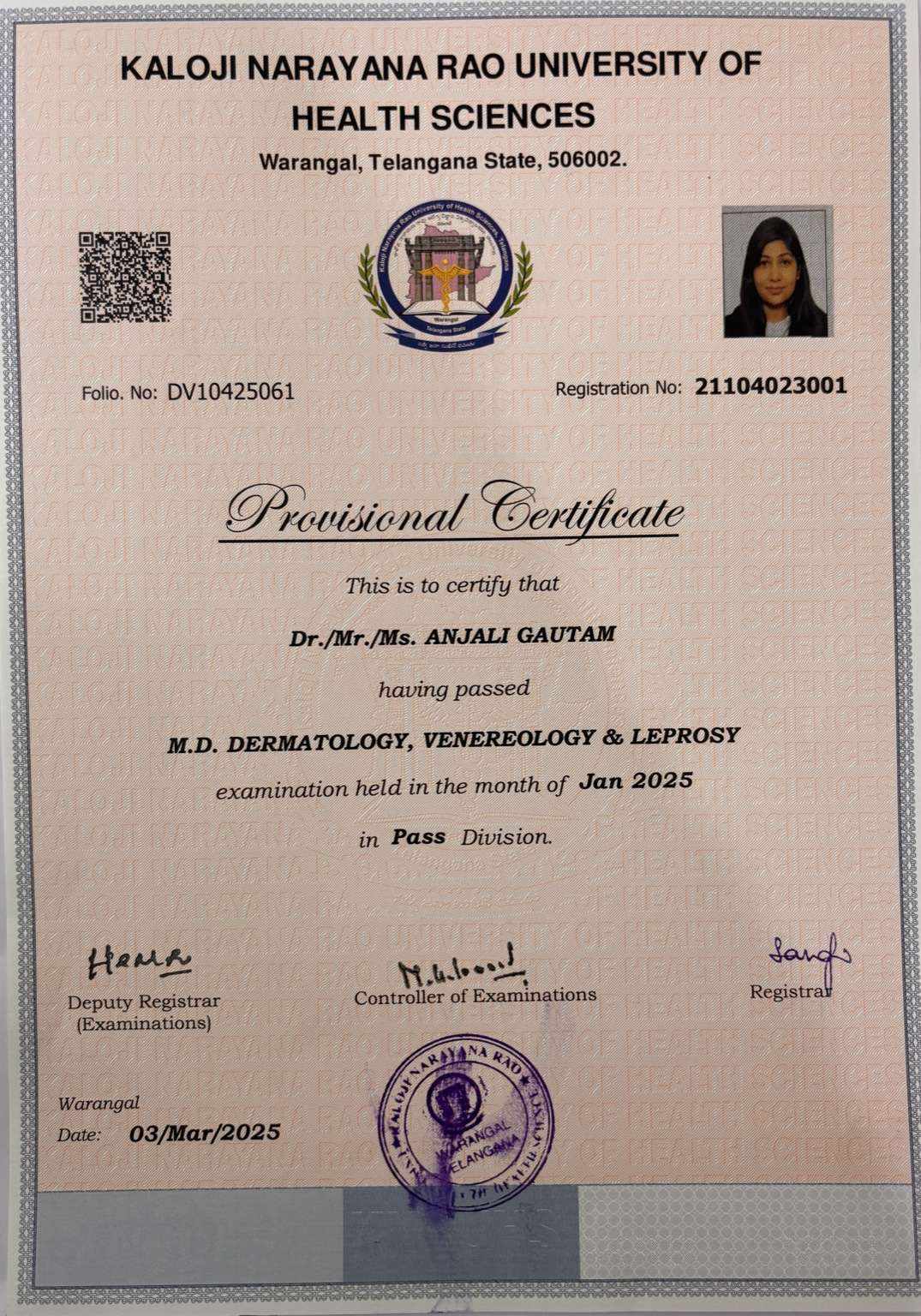 Doctor's certificate