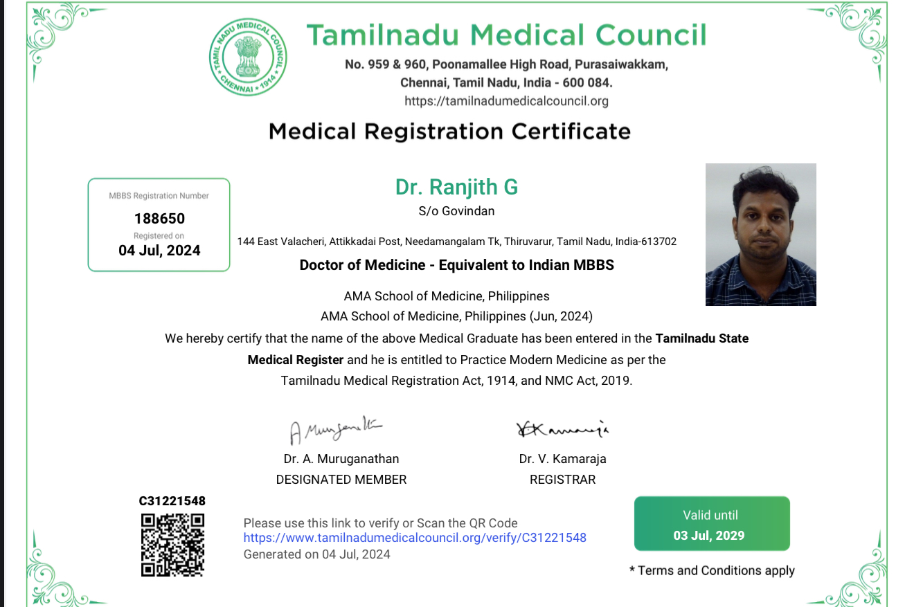 Doctor's certificate
