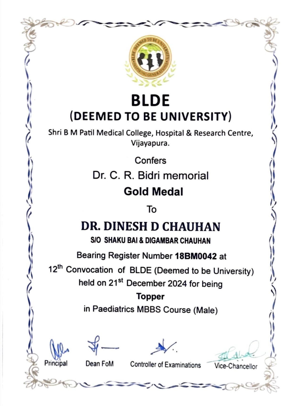 Doctor's certificate