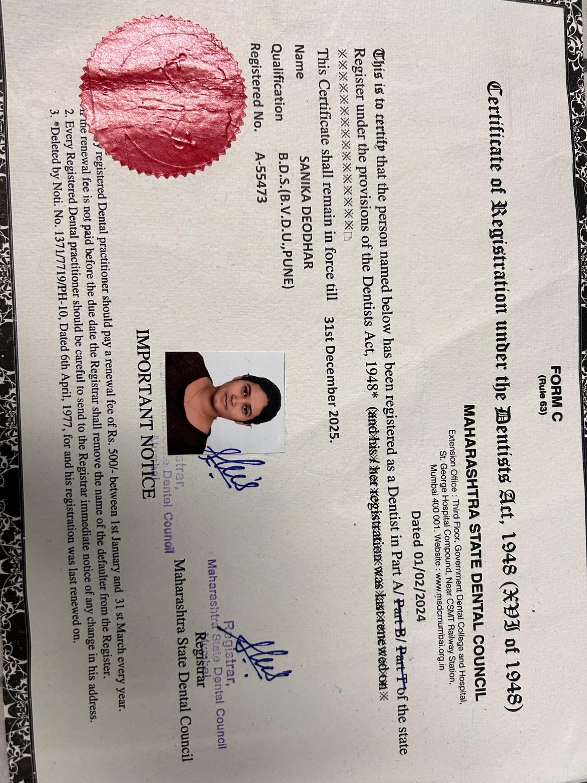 Doctor's certificate