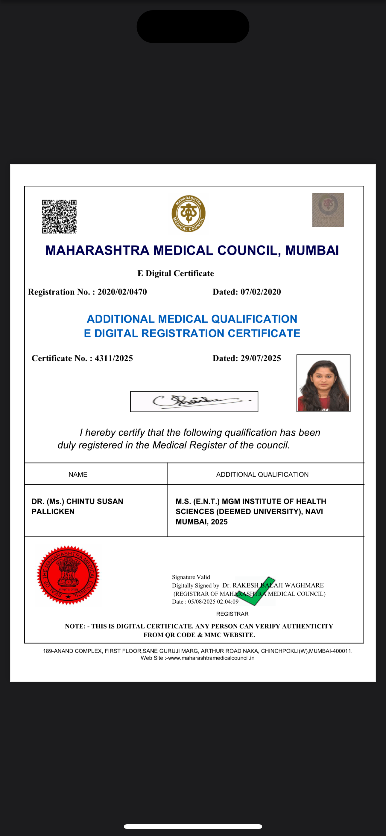 Doctor's certificate