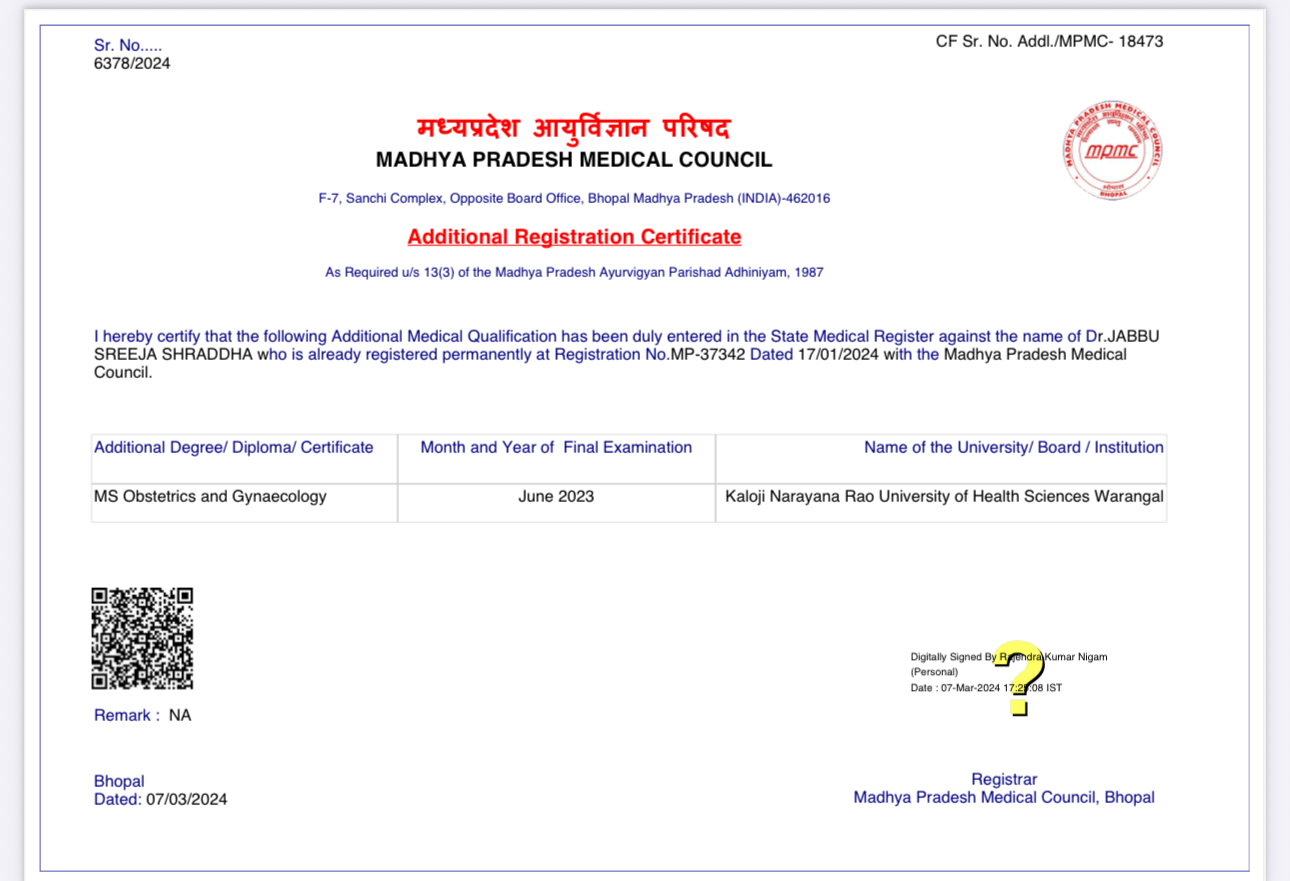 Doctor's certificate