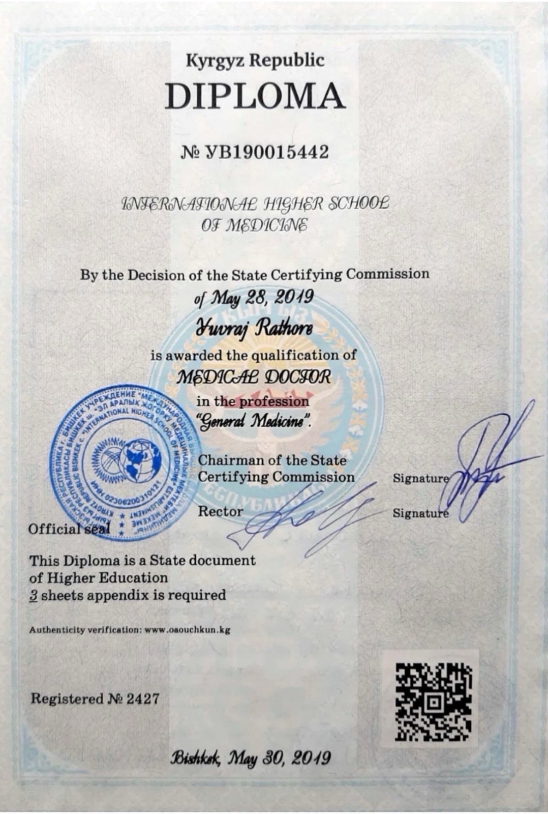 Doctor's certificate