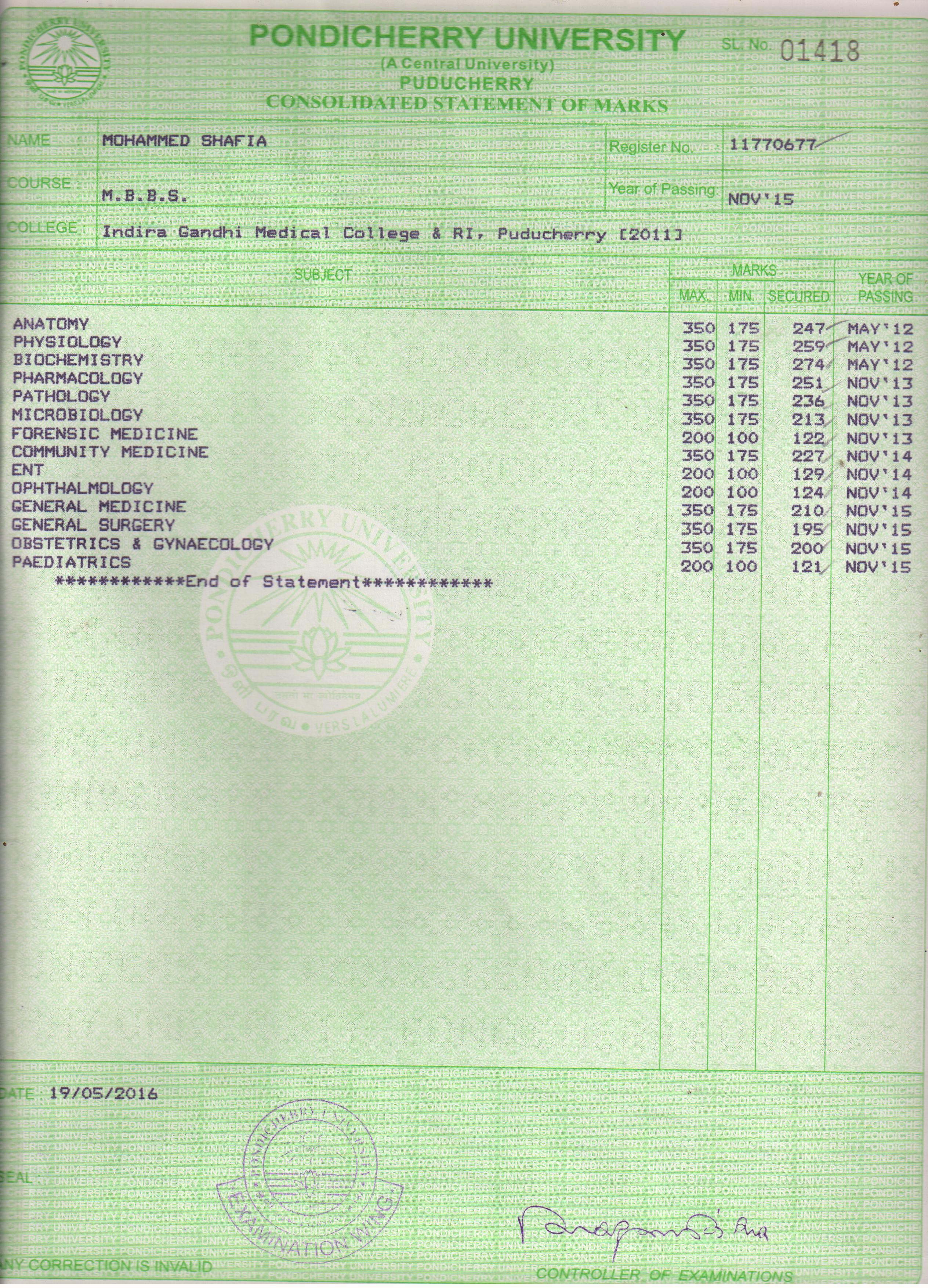 Doctor's certificate