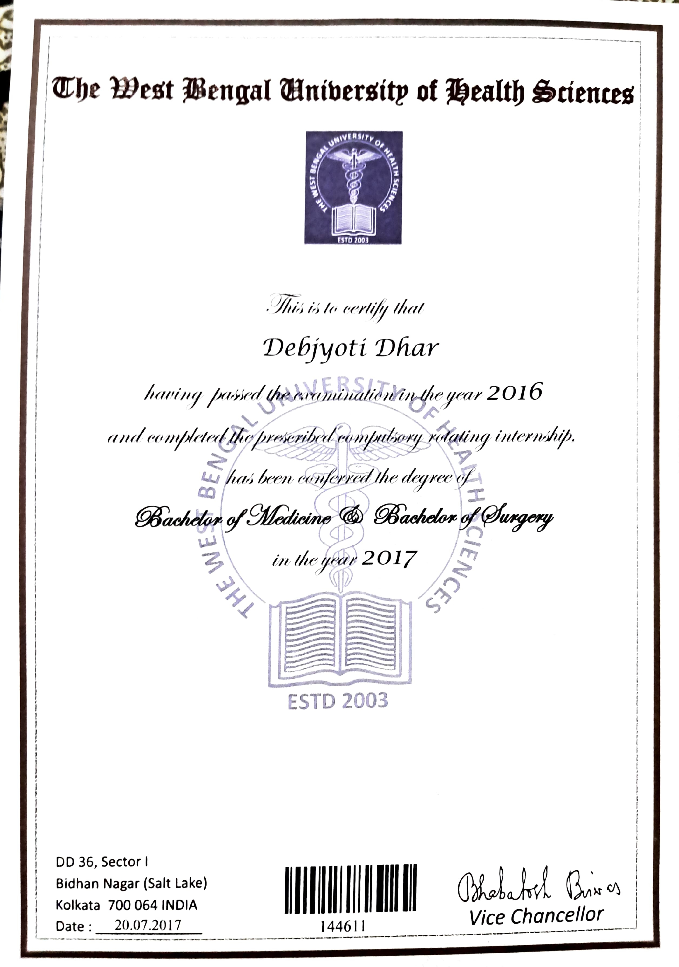 Doctor's certificate