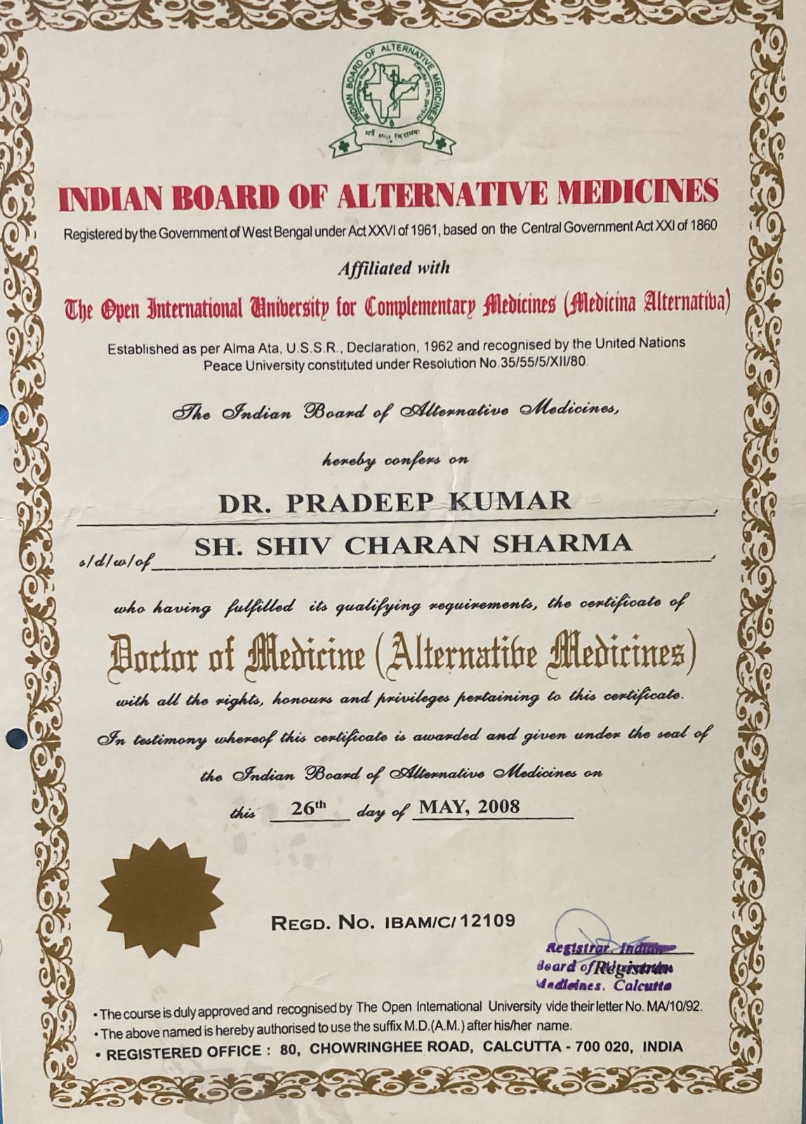 Doctor's certificate