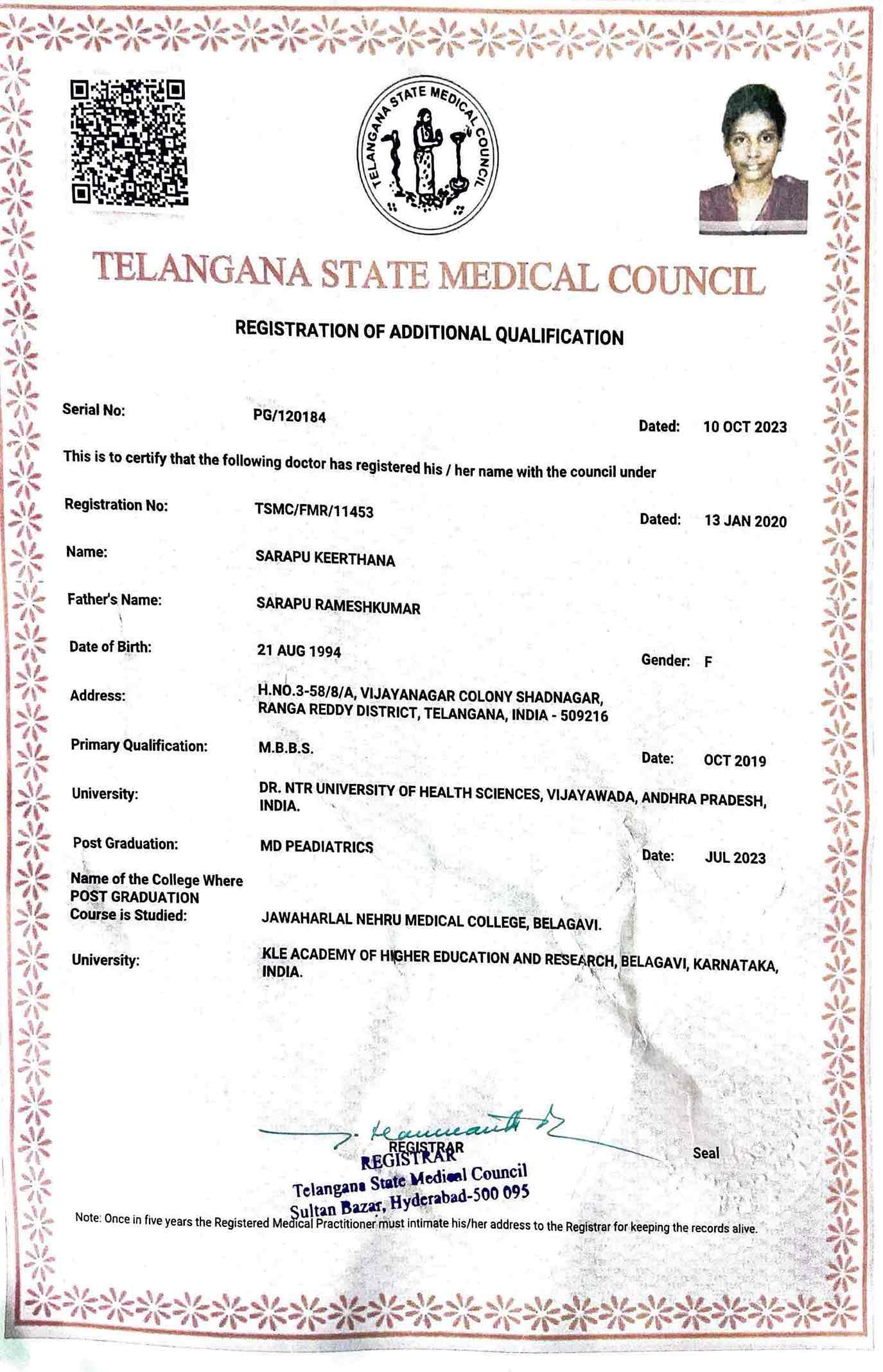 Doctor's certificate