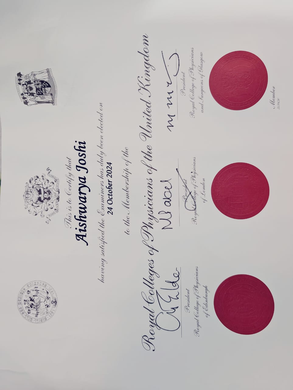 Doctor's certificate