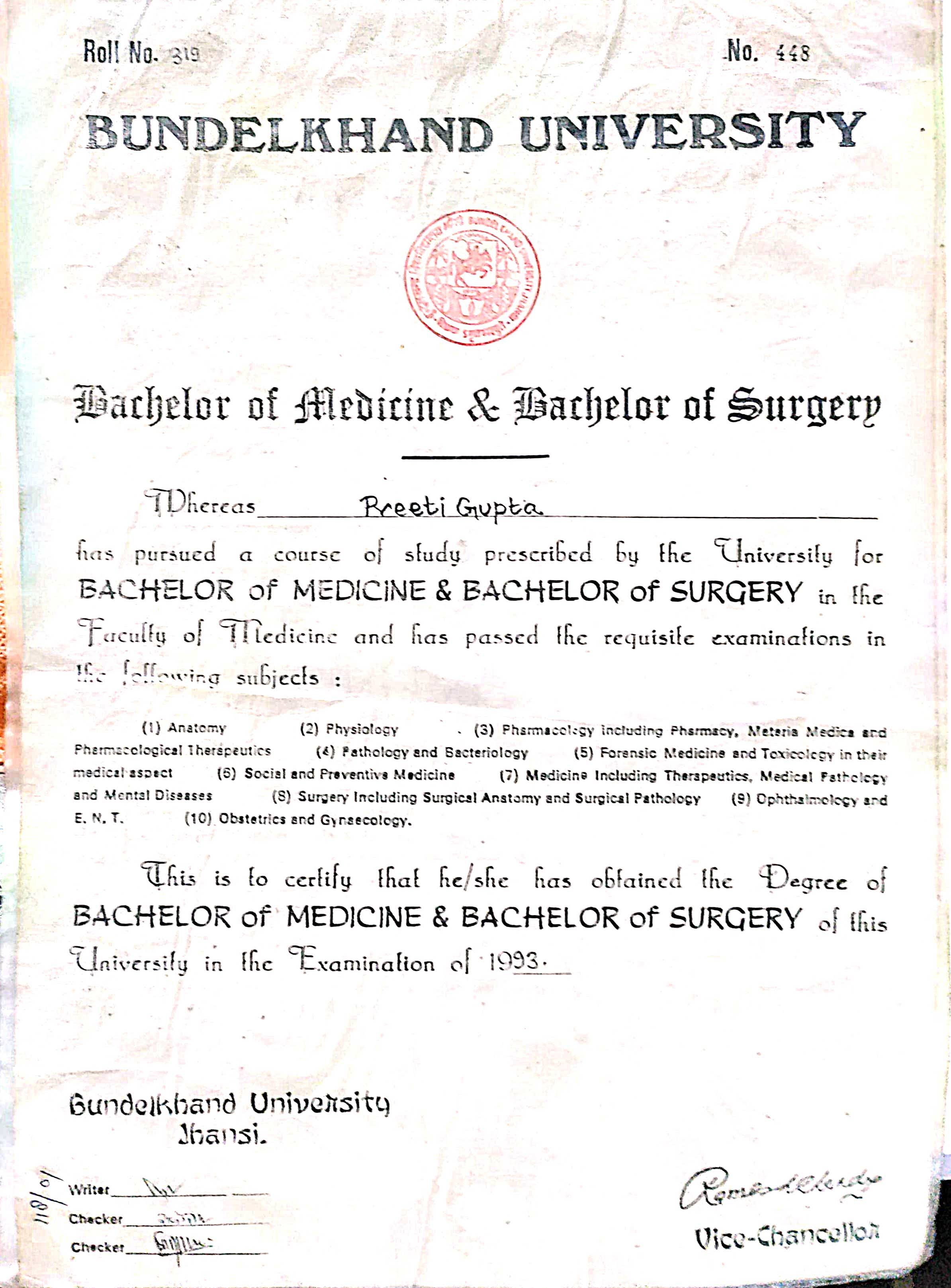 Doctor's certificate