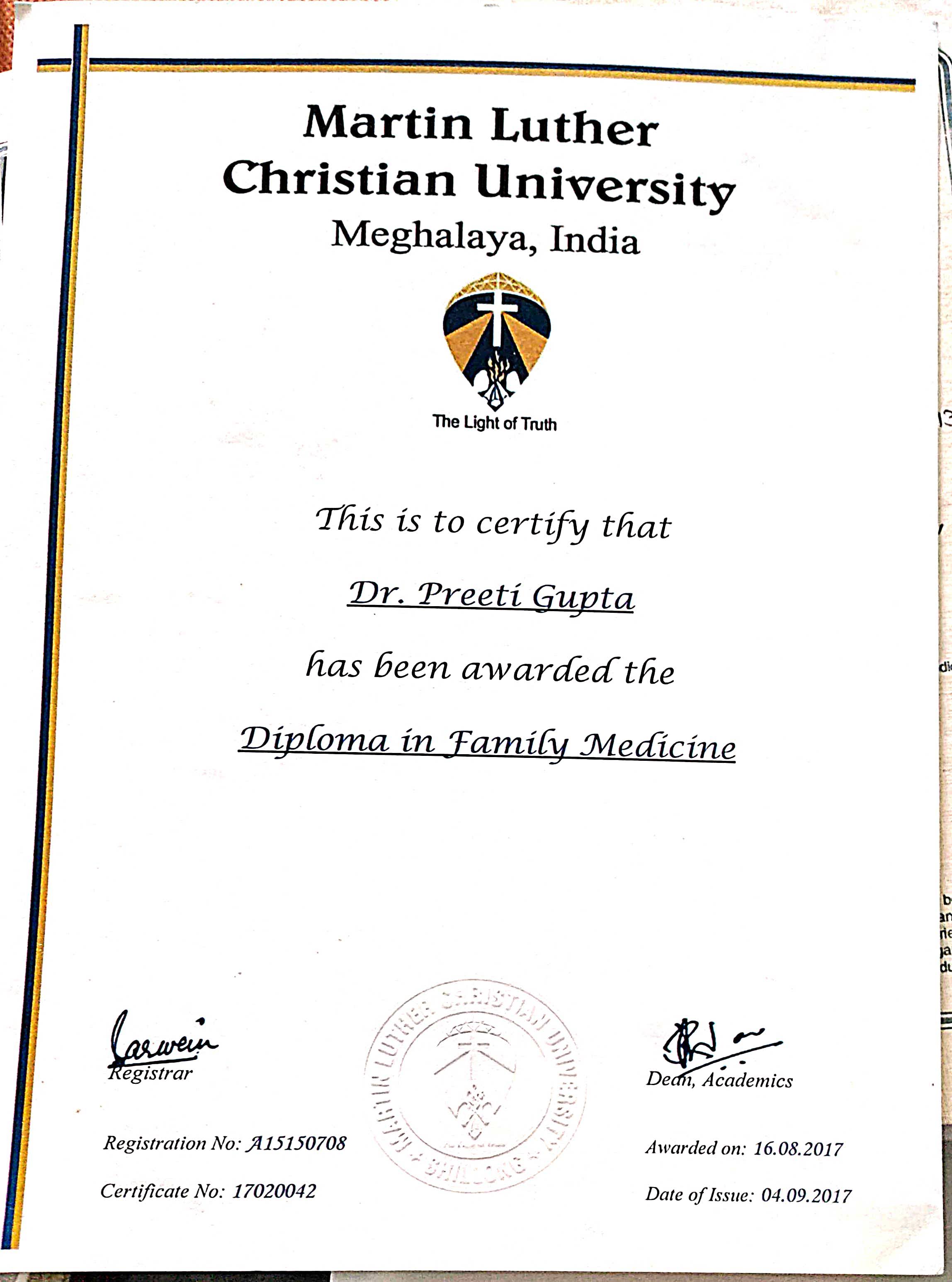 Doctor's certificate