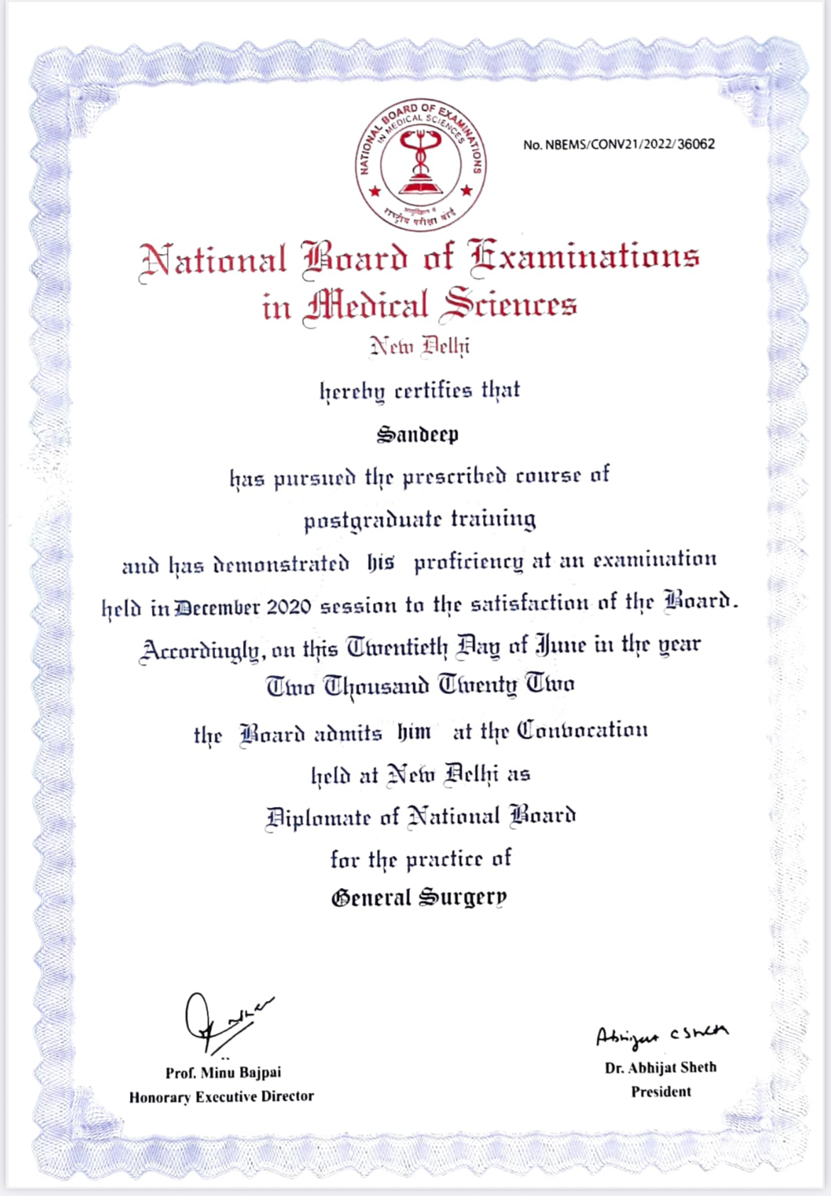 Doctor's certificate