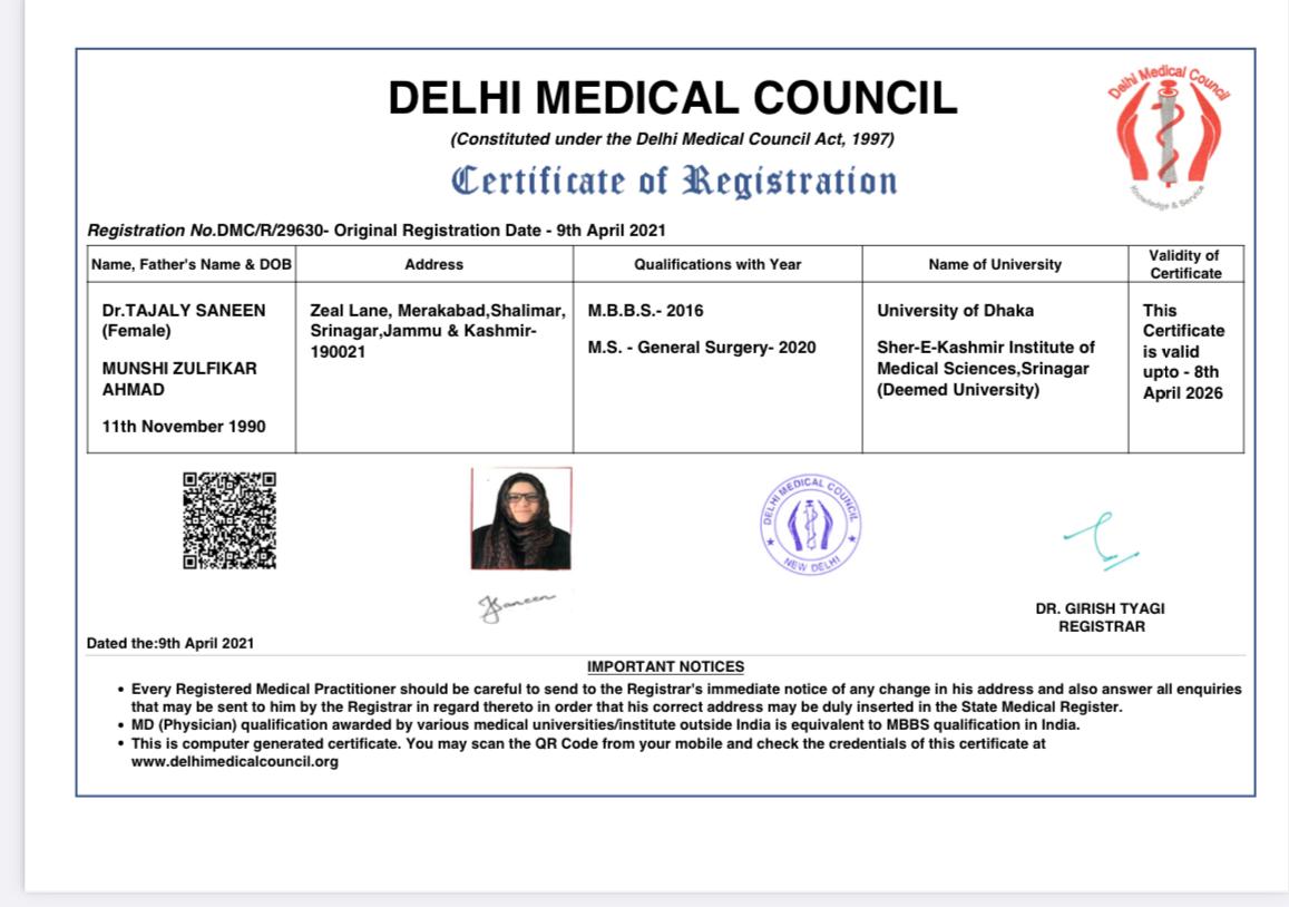 Doctor's certificate