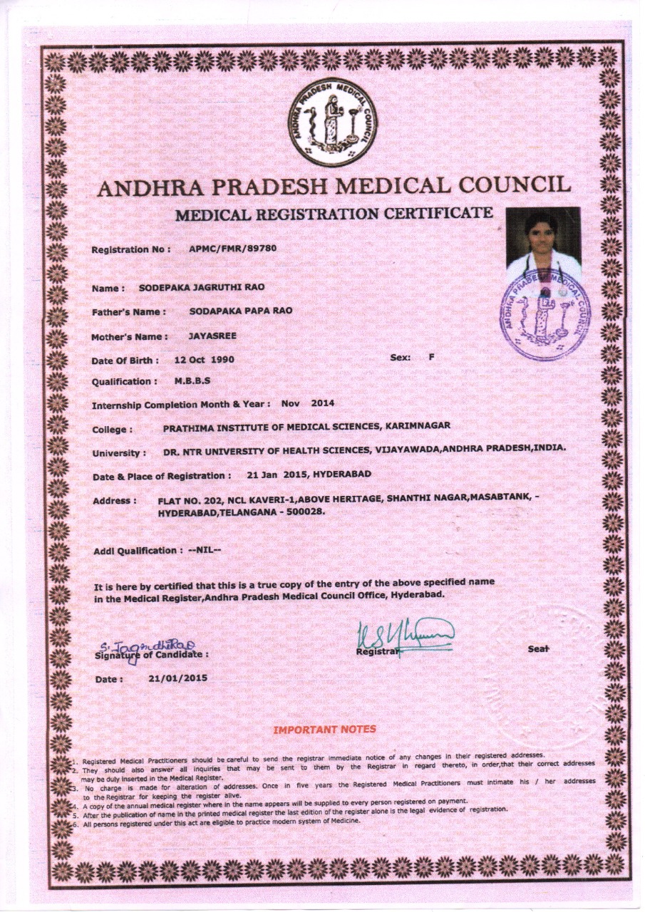 Doctor's certificate