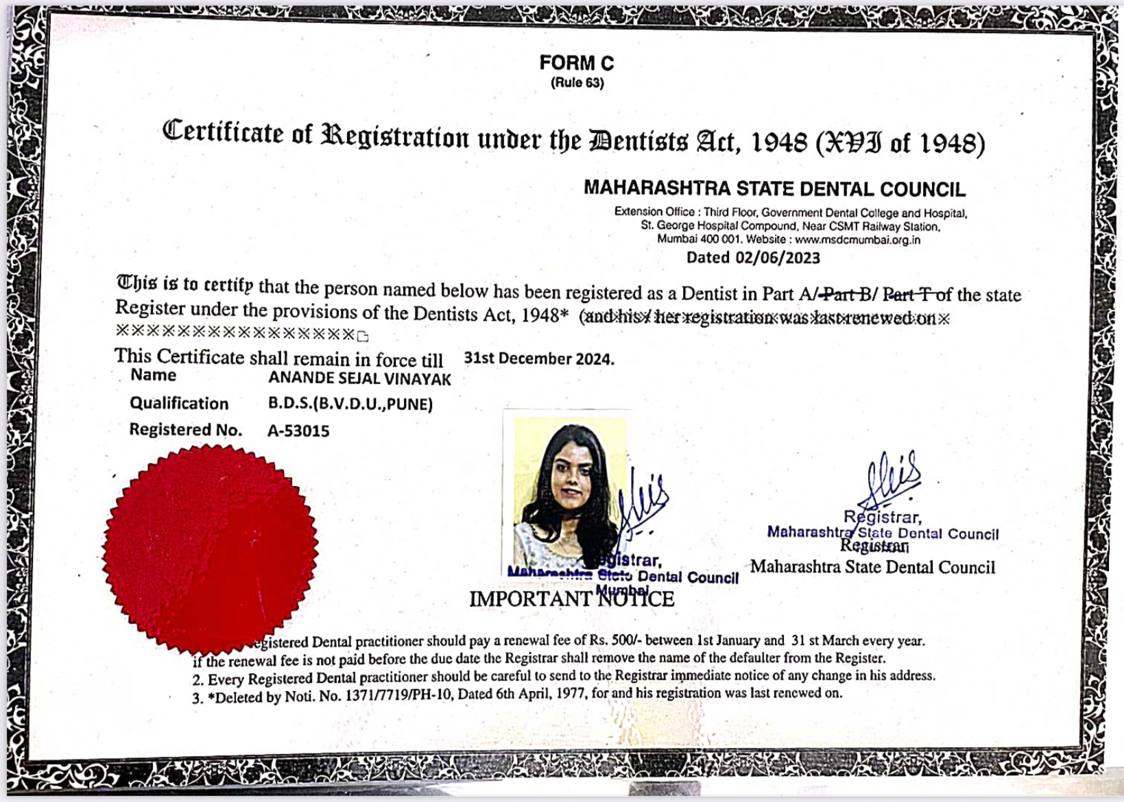 Doctor's certificate